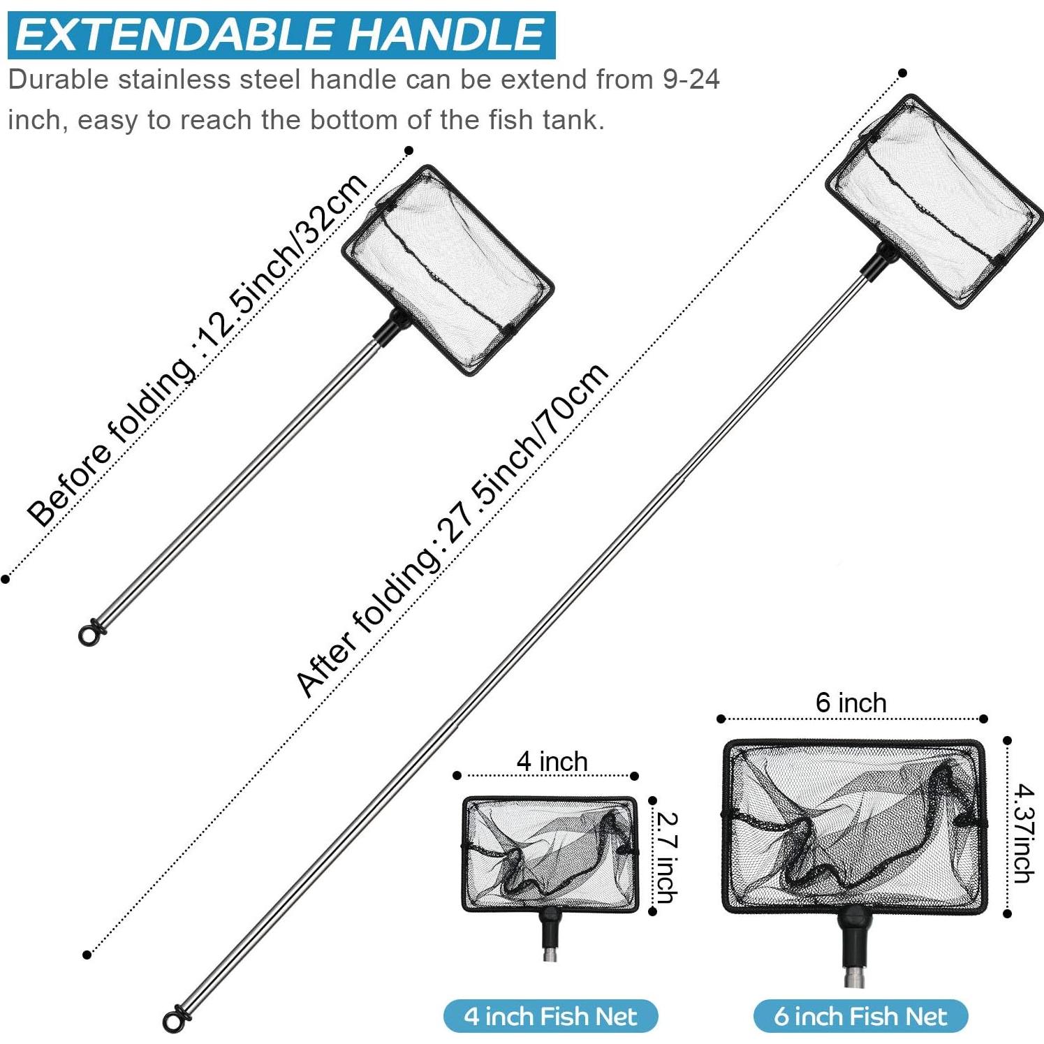 Red de Acuario Extensible Sumind 4" y 6" para Peces