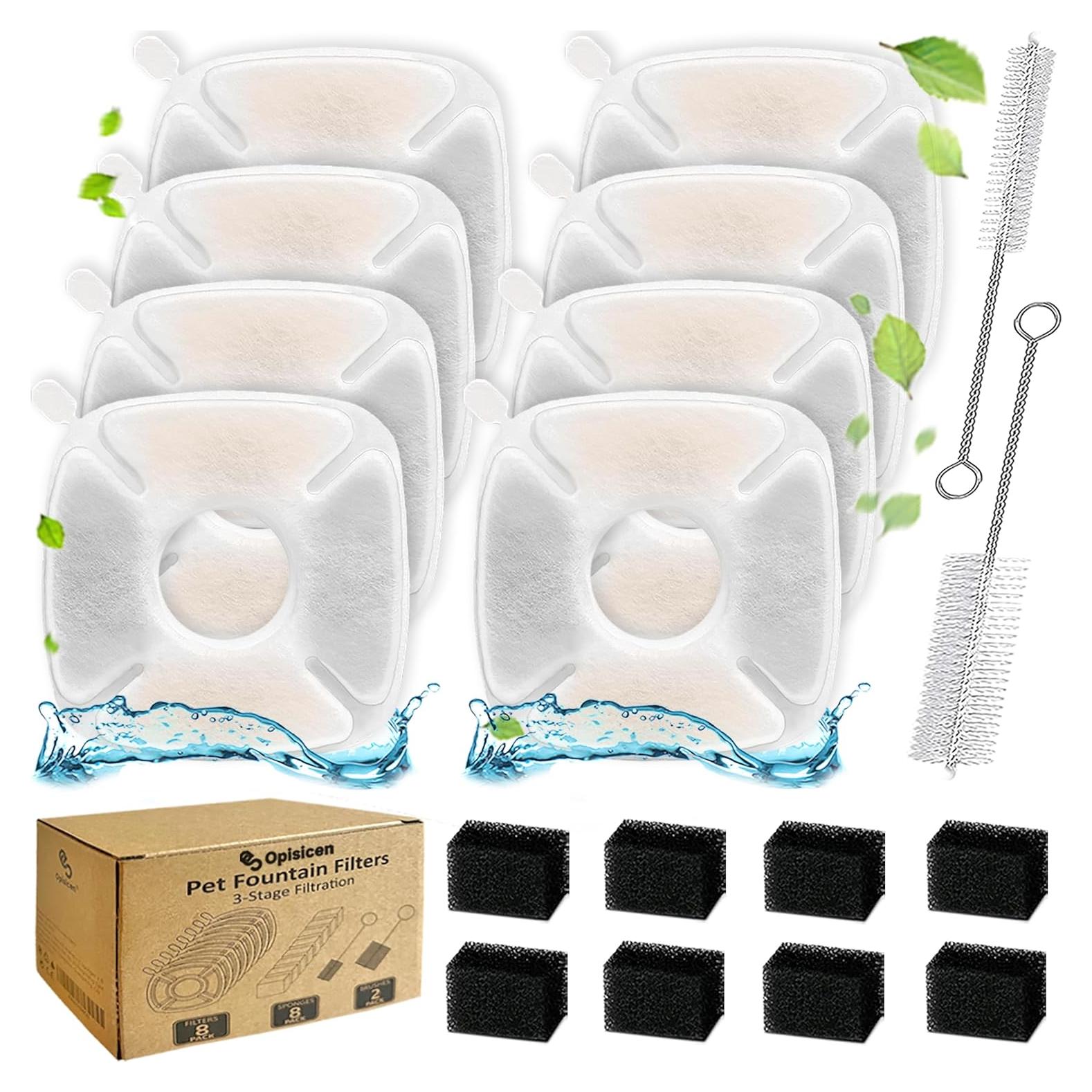 18 Filtros y Esponjas para Fuente de Gatos OPISICEN 2.8L 2L 4L