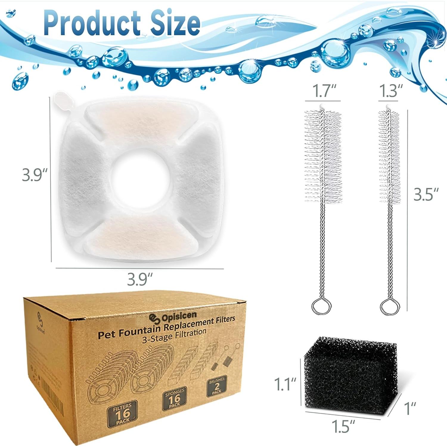 18 Filtros y Esponjas para Fuente de Gatos OPISICEN 2.8L 2L 4L