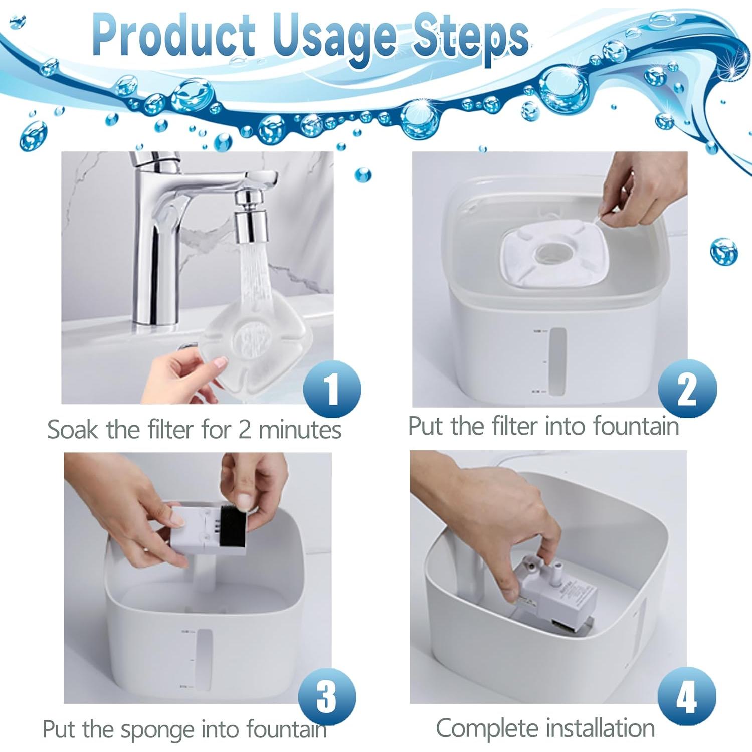 18 Filtros y Esponjas para Fuente de Gatos OPISICEN 2.8L 2L 4L