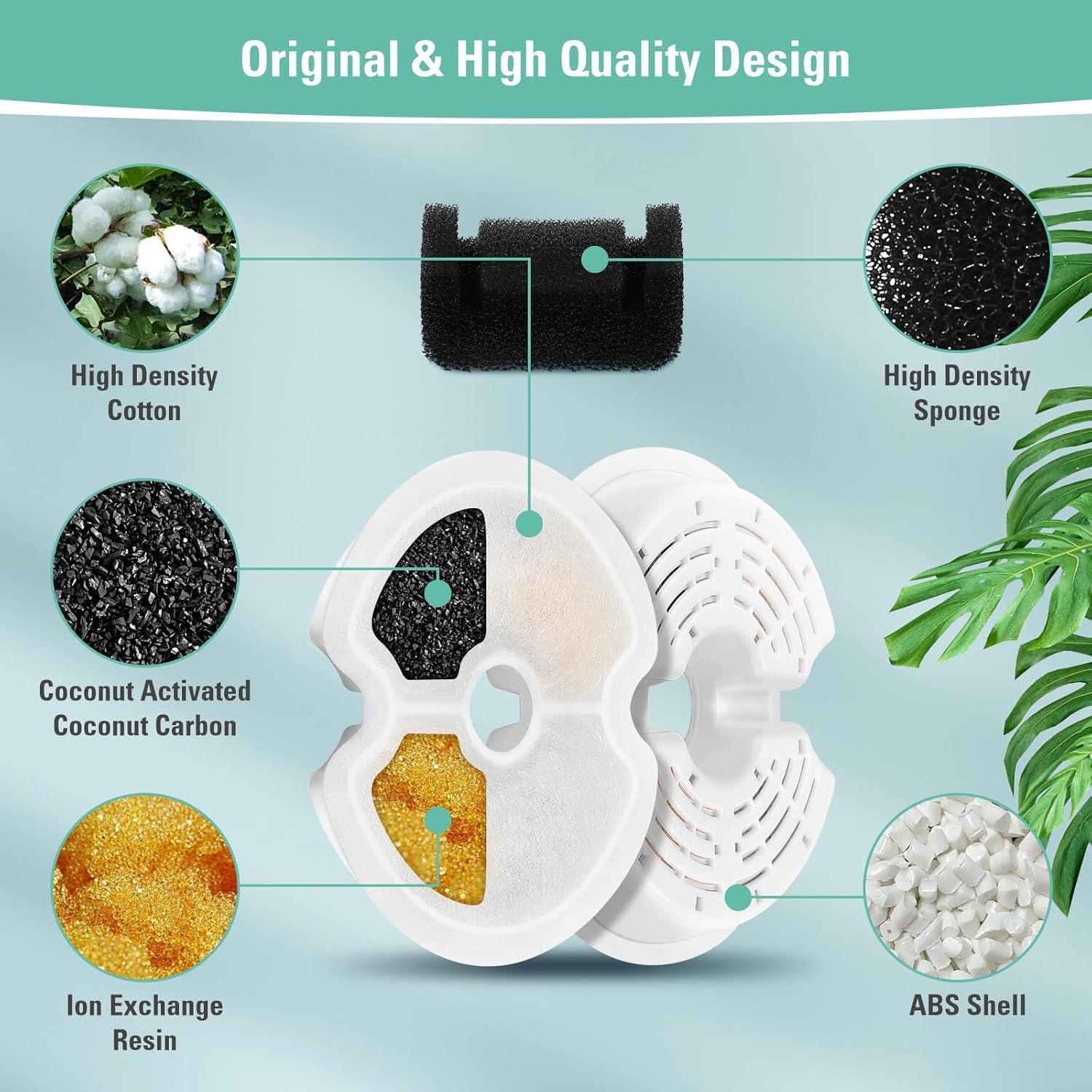 Paquete de 4 Filtros de Reemplazo y 4 Filtros de Bomba RUI