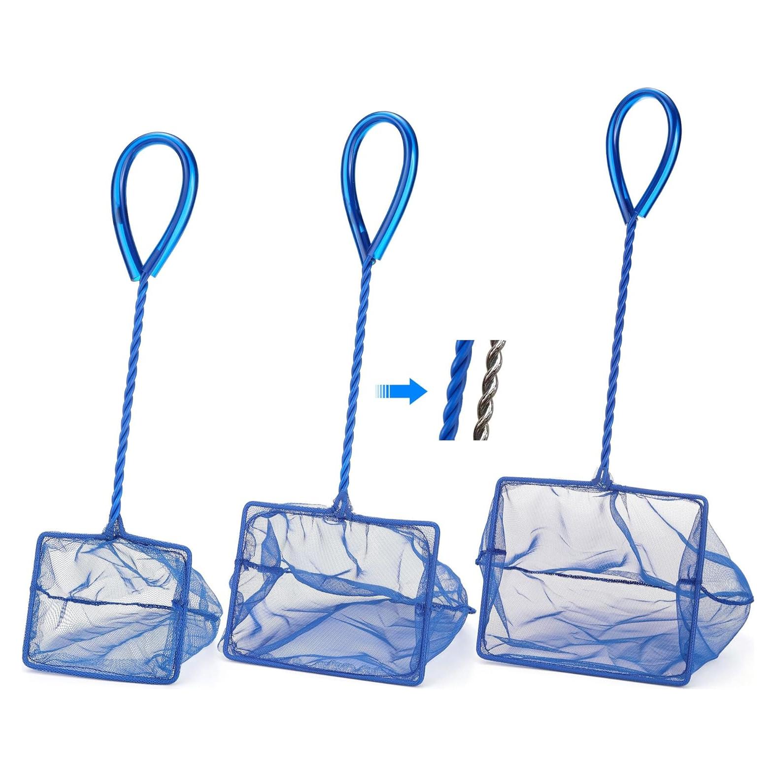 Paquete de 3 Redes para Acuario Filhome Nylon Suave Azul