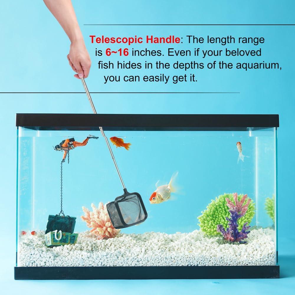 Red de Acuario DaToo 3" Nylon Nano con Mango Telescópico 15-40cm
