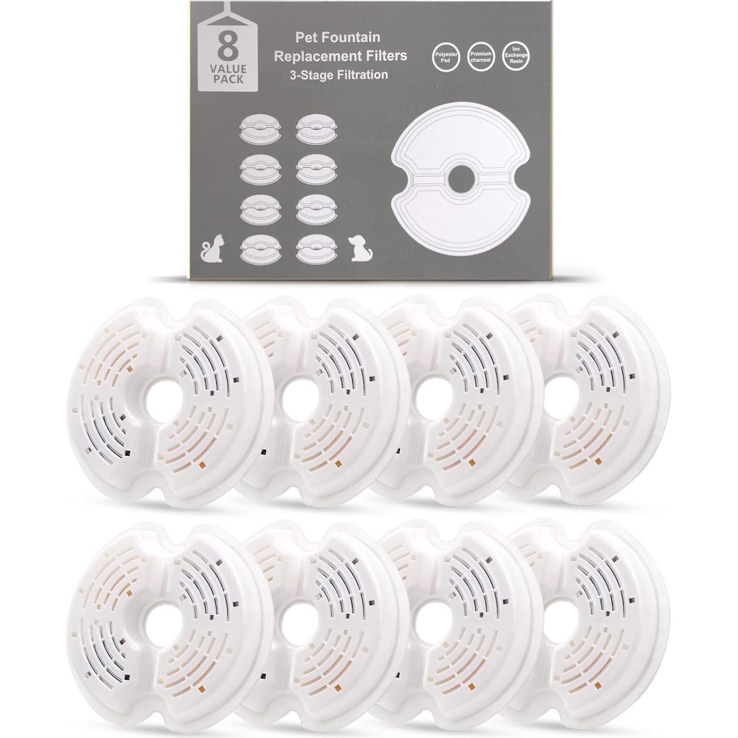 Filtros de agua para gatos Petilog - 8 unidades, 4 capas