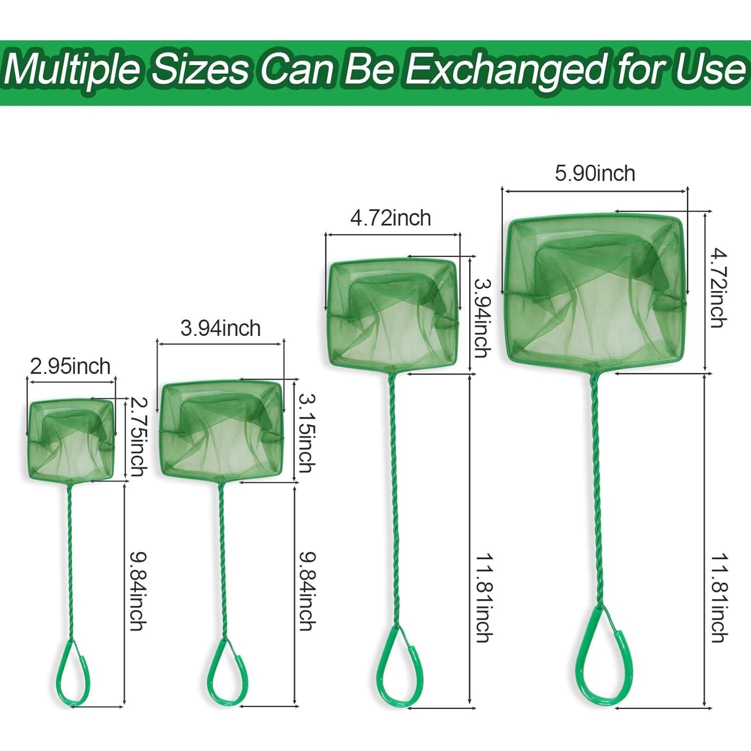 Paquete de 4 Redes de Acuario PHITUODA Nylon Verde 7.62-15.24cm