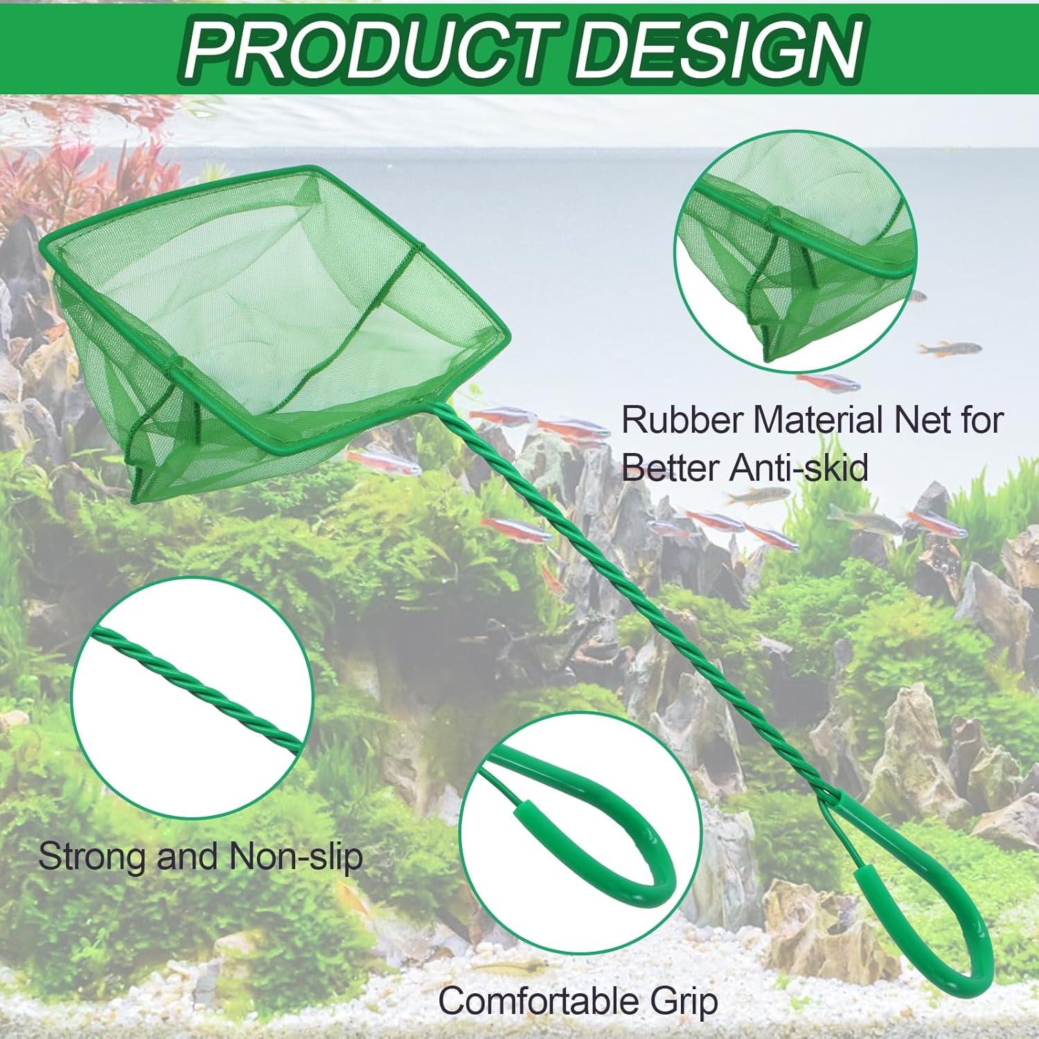 Paquete de 4 Redes de Acuario PHITUODA Nylon Verde 7.62-15.24cm