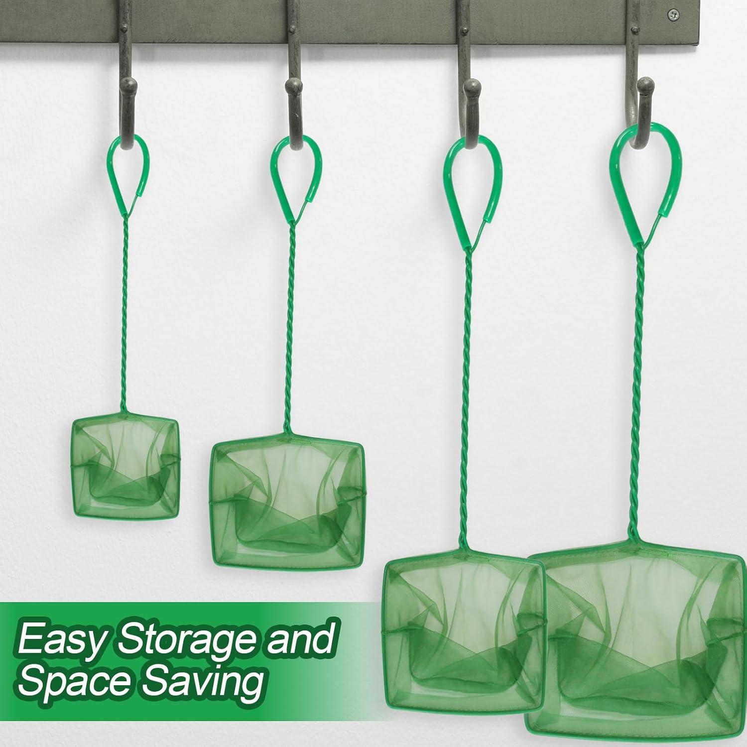 Paquete de 4 Redes de Acuario PHITUODA Nylon Verde 7.62-15.24cm