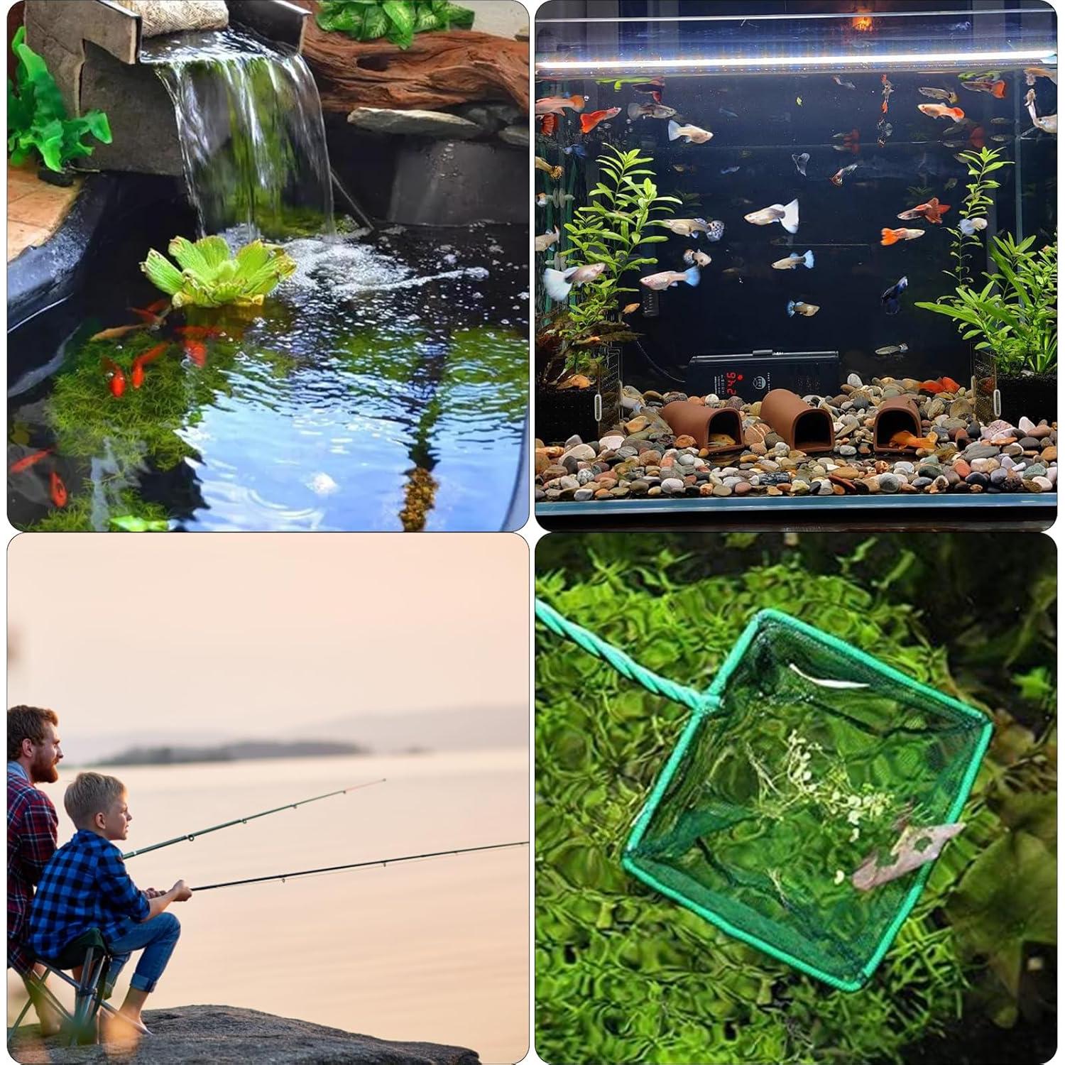 Paquete de 4 Redes de Acuario PHITUODA Nylon Verde 7.62-15.24cm