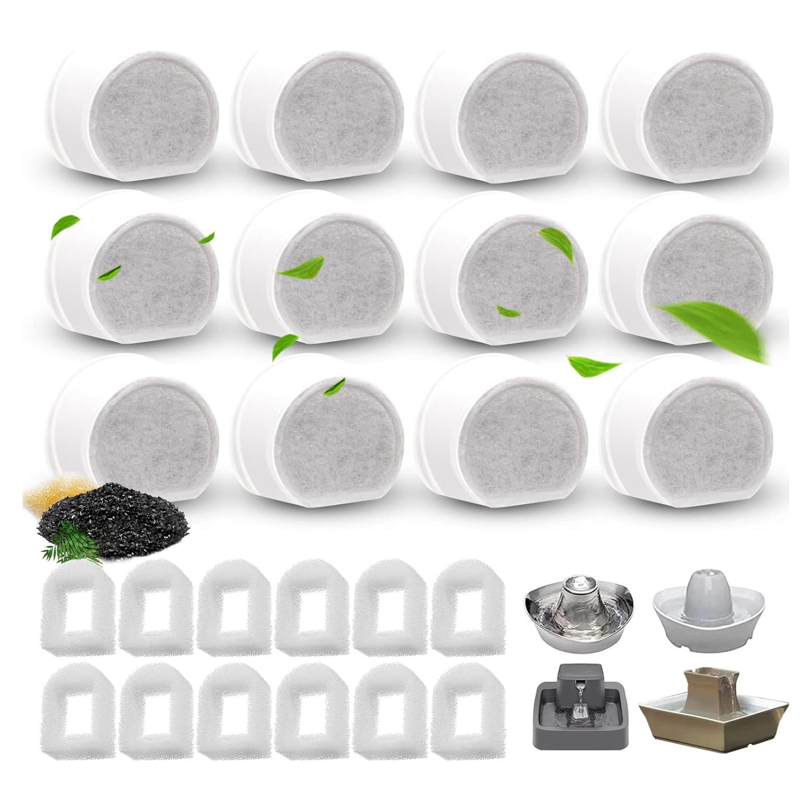 Filtros de Carbón Activado RASIEYA para Fuente de Agua Mascotas 24 Pcs