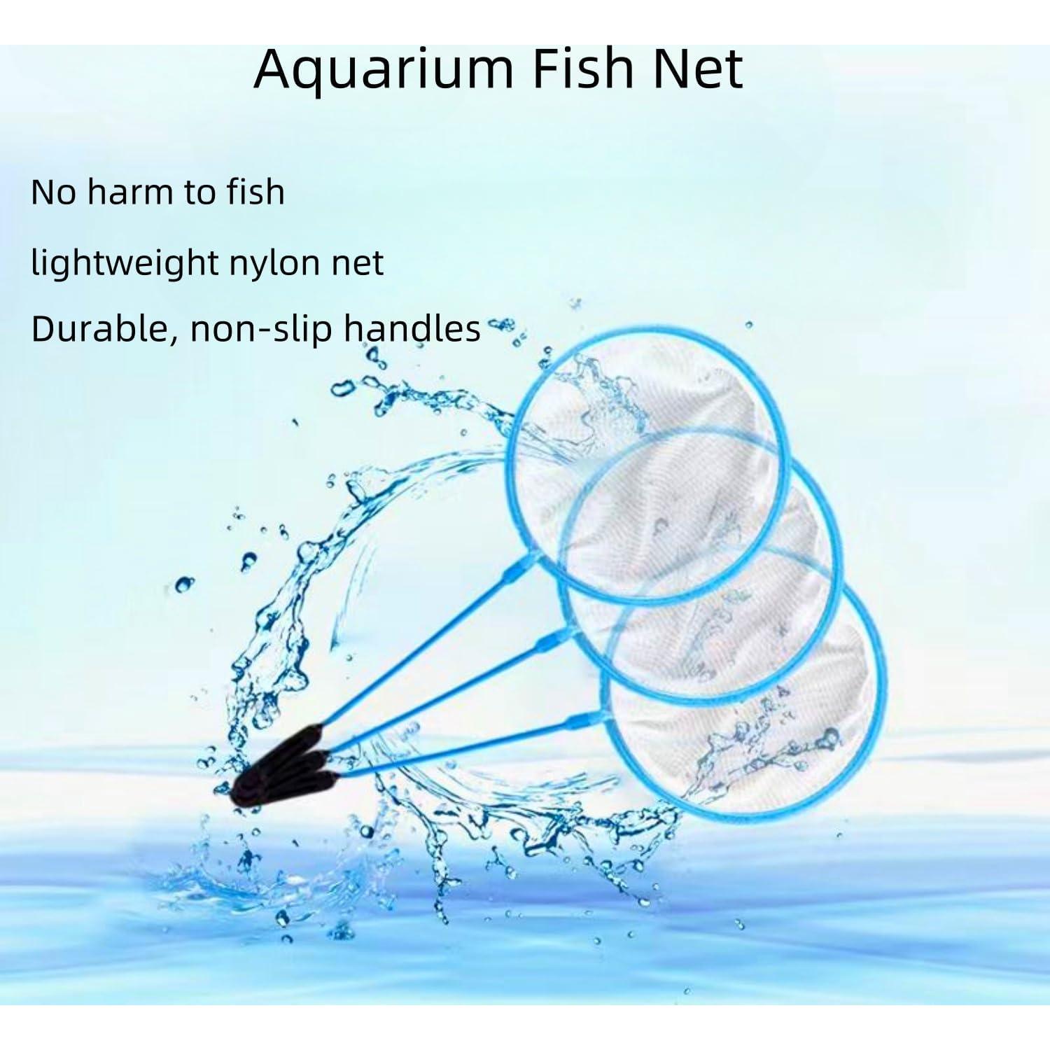 10 Piezas Red de Limpieza Acuario Baihui 25cm Nylon Azul