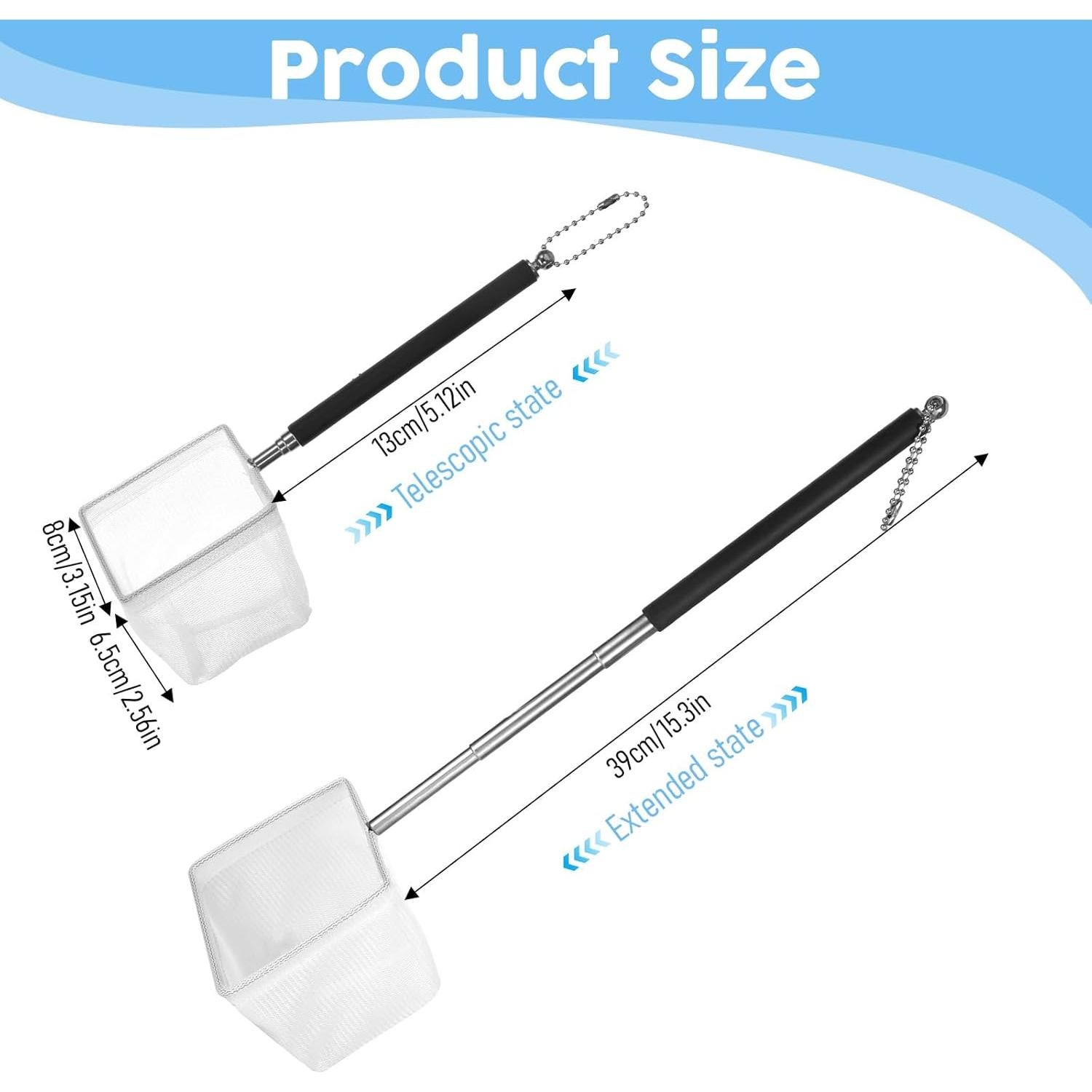 Red de Acuario Pequeña Cuadrada LIQWEI con Mango Extensible