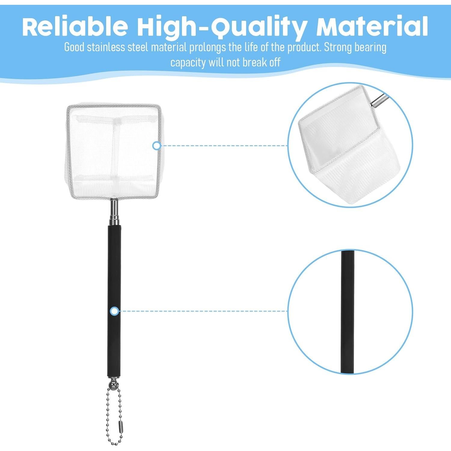 Red de Acuario Pequeña Cuadrada LIQWEI con Mango Extensible