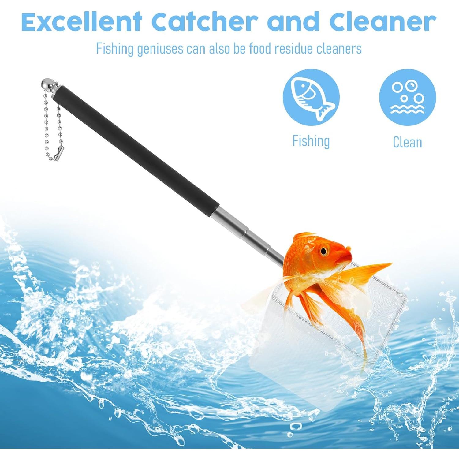 Red de Acuario Pequeña Cuadrada LIQWEI con Mango Extensible