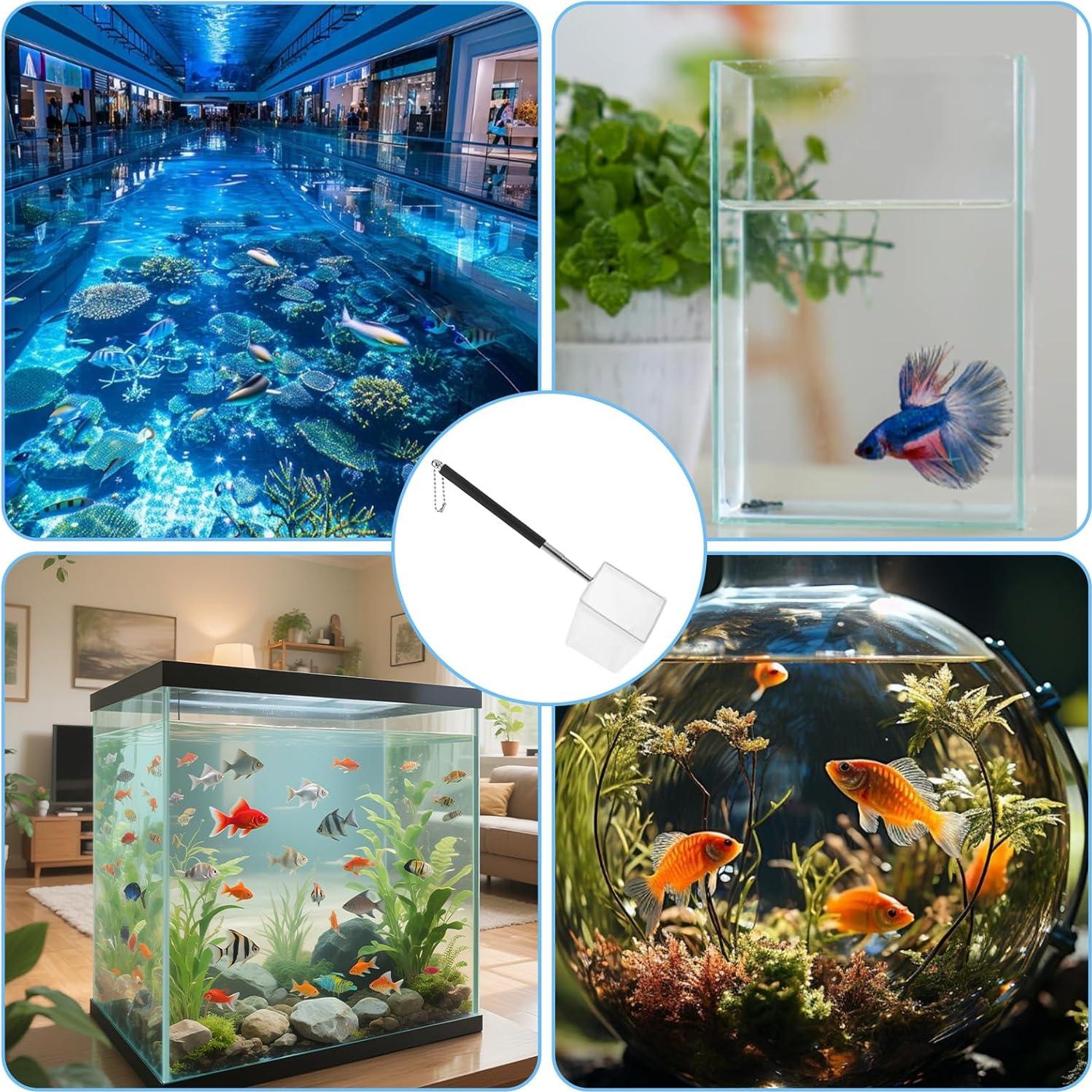 Red de Acuario Pequeña Cuadrada LIQWEI con Mango Extensible