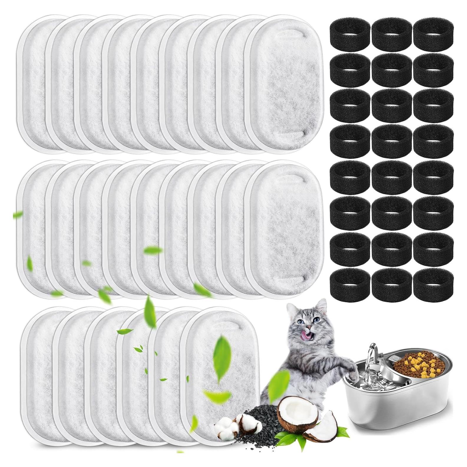 Filtros de Agua para Gatos Yizhet - 24 Reemplazos + 24 Esponjas
