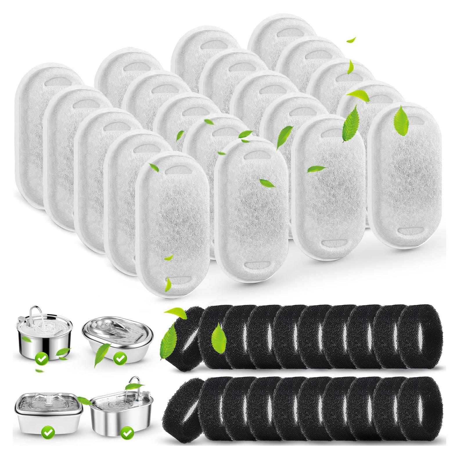 Filtros de agua para gatos SORON - 20 unidades + 20 esponjas