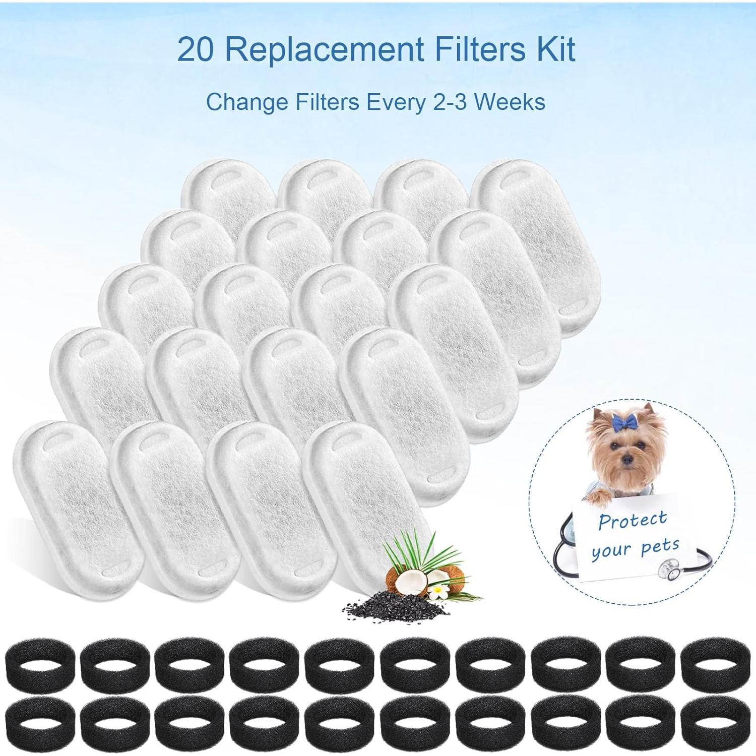 Filtros de agua para gatos SORON - 20 unidades + 20 esponjas