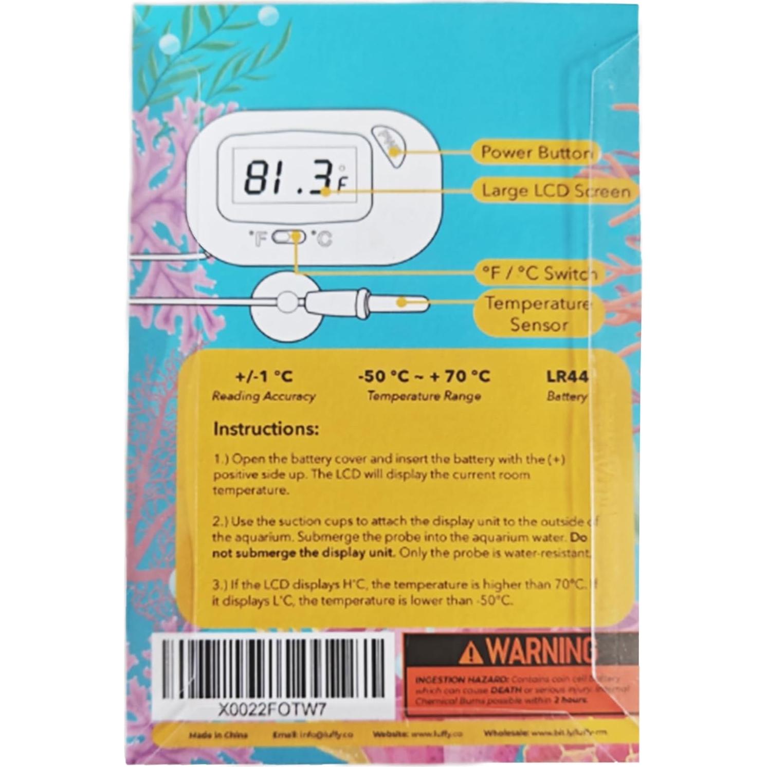 Termómetro Digital SunGrow para Acuario Tropical - 2 Piezas
