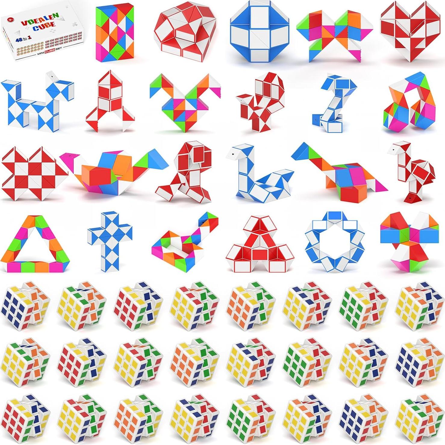 Set 24 Mini Cubos Fidget Vdealen - 12 Cubos 3x3 y 12 Cubos Serpiente
