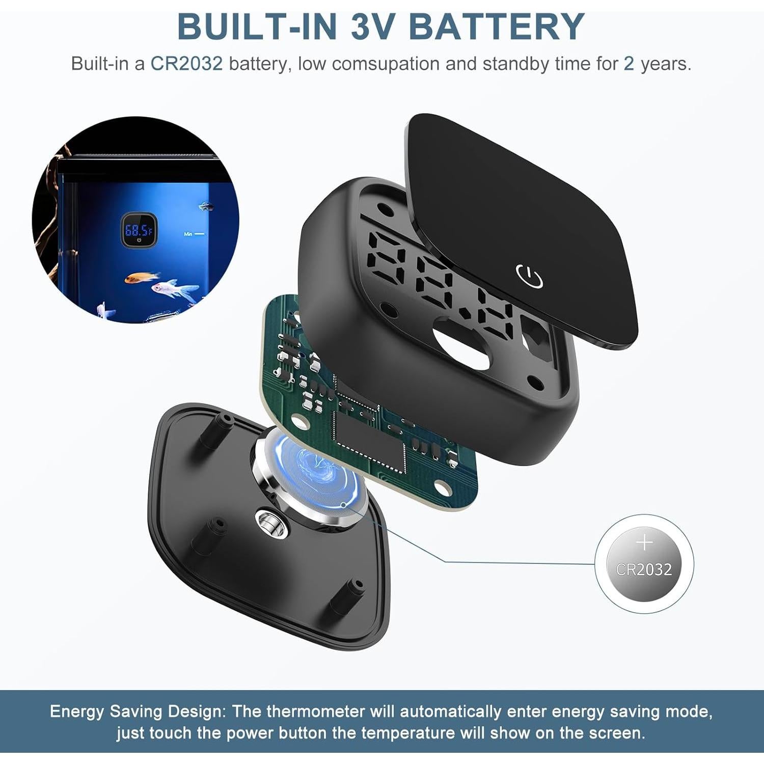 Termómetro Digital de Acuario Ankilo PS74B Pantalla LED HD