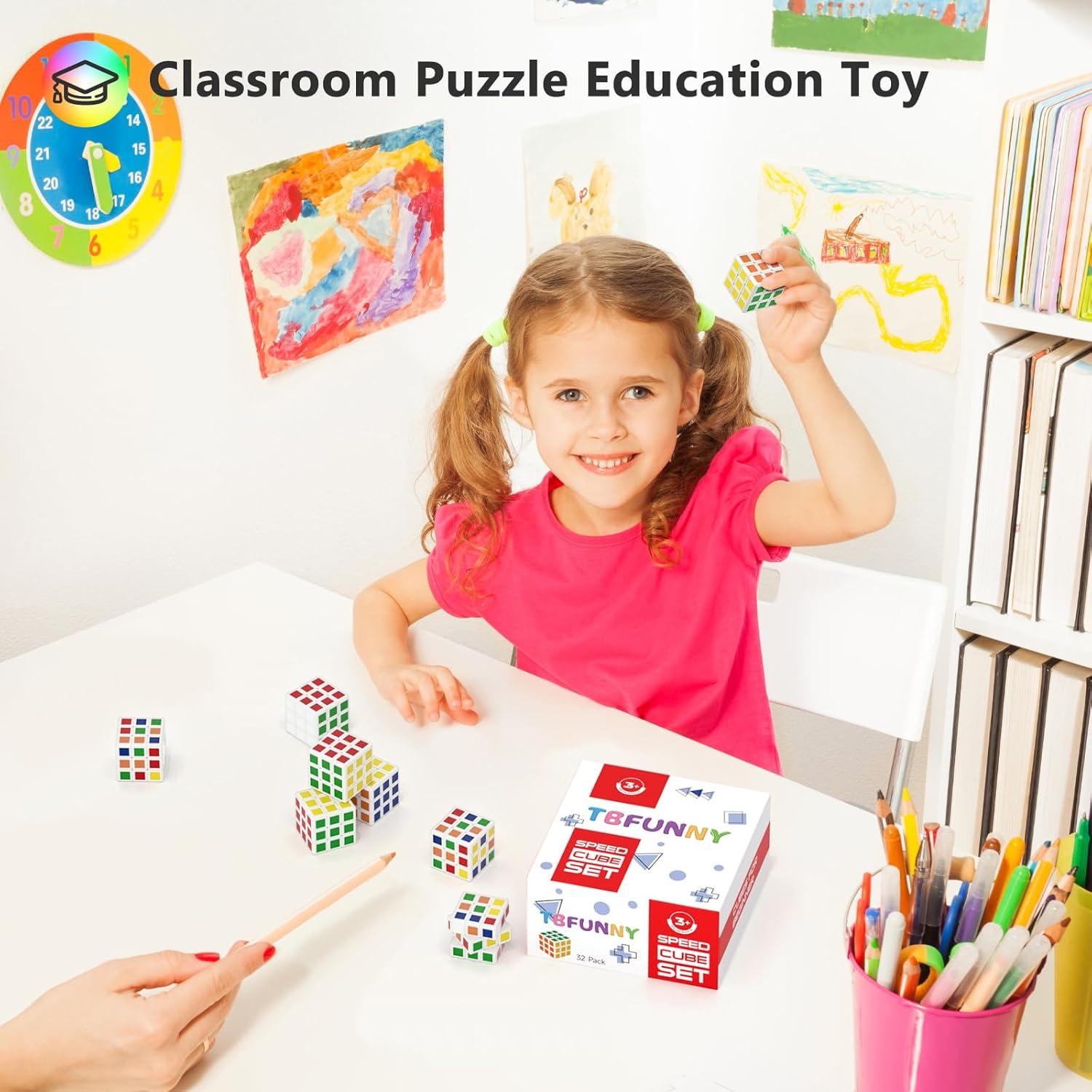 Paquete de 32 Mini Cubos de Rompecabezas TBFUNNY 3x3 para Niños