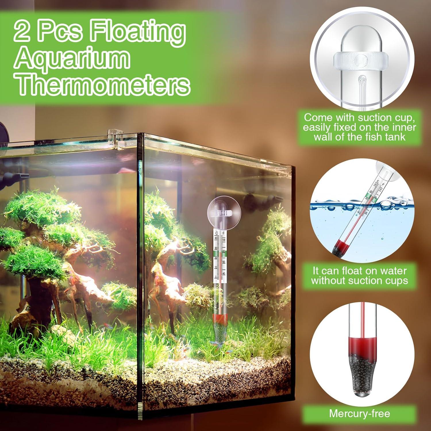 Dreyoo Termómetros Flotantes para Acuarios - 2 Pcs Vidrio