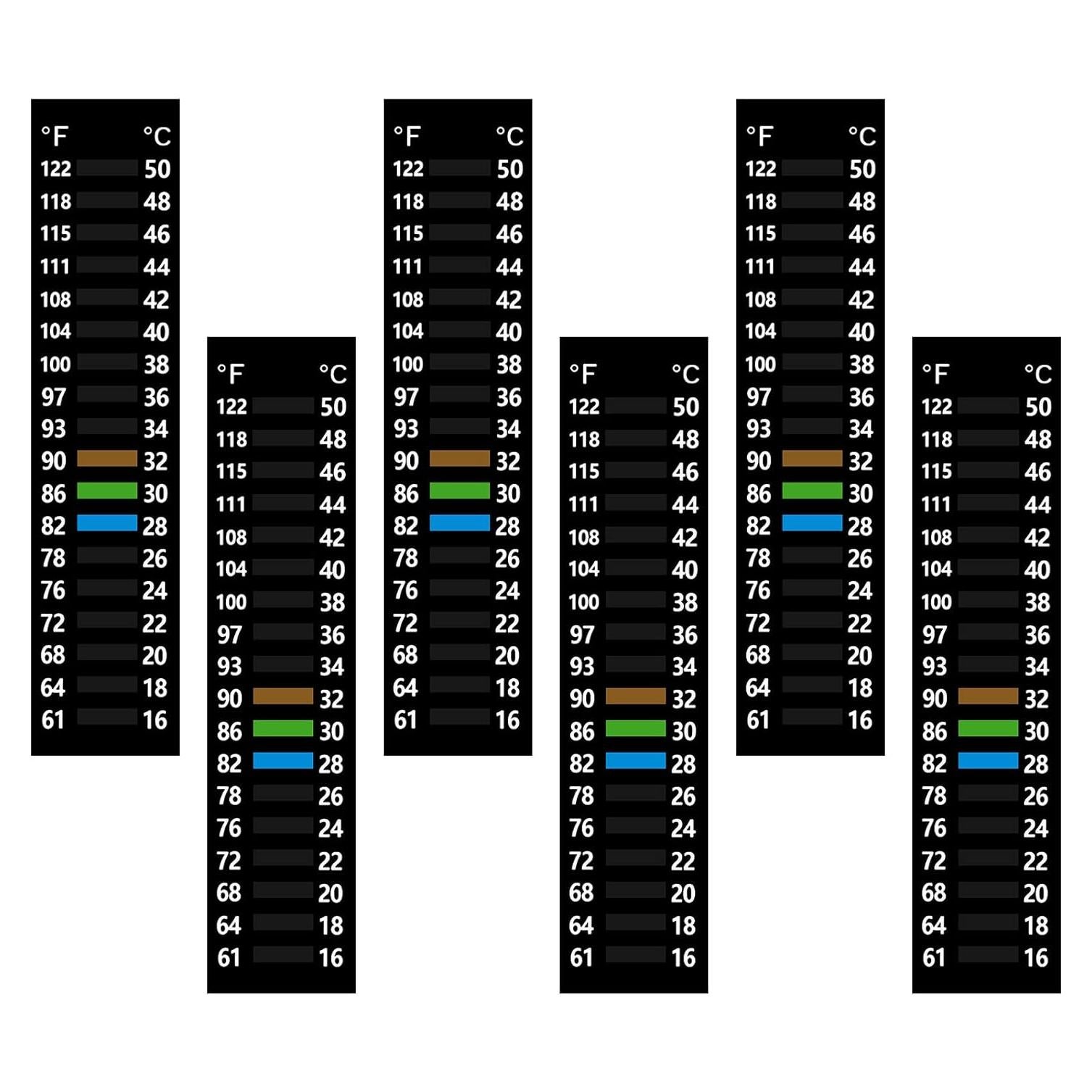 6 Tiras Termómetro Adhesivo para Acuario Xthrotsenk 16-50°C
