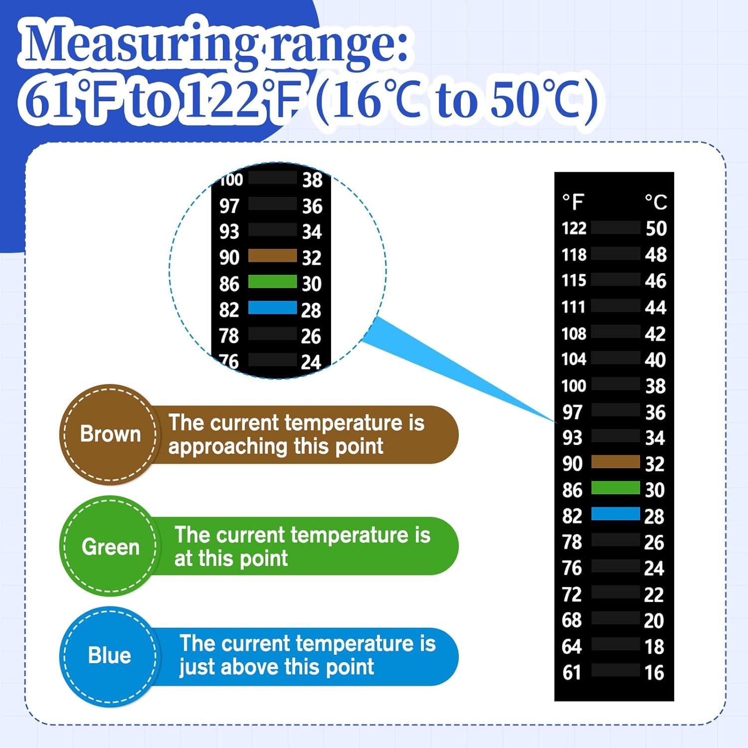 6 Tiras Termómetro Adhesivo para Acuario Xthrotsenk 16-50°C