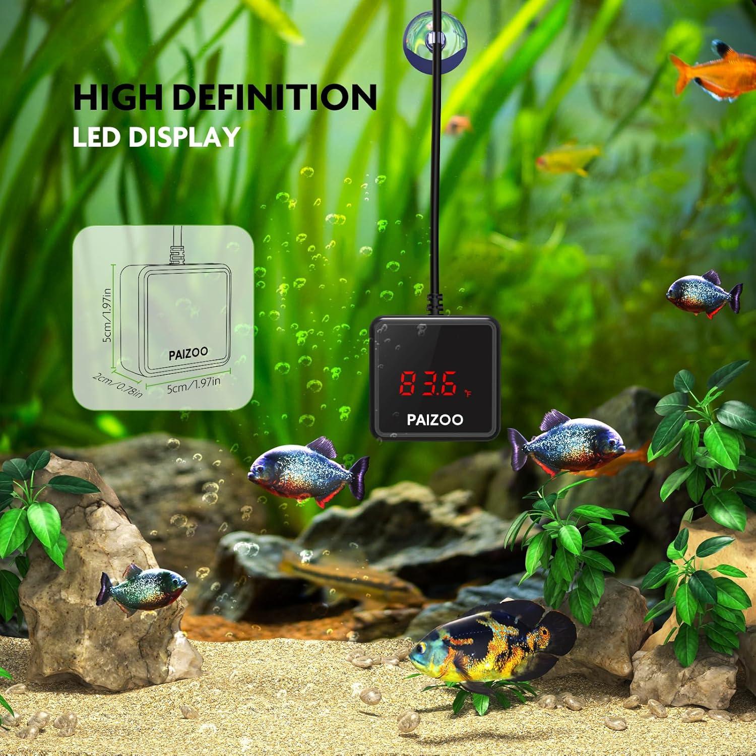 Termómetro Digital LED PAIZOO para Acuario USB 1.98m