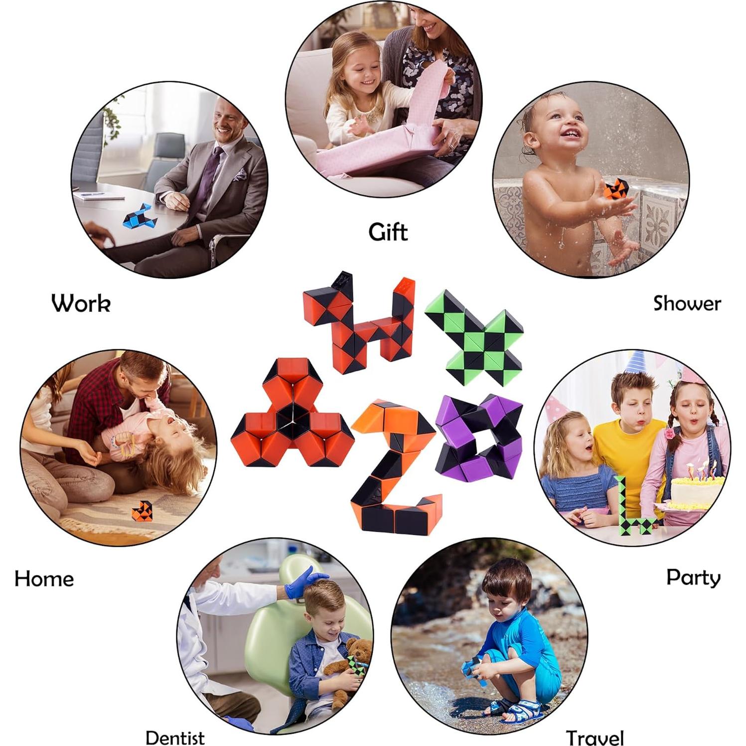 30 Mini Cubos de Serpiente Antiestrés Ganowo para Niños