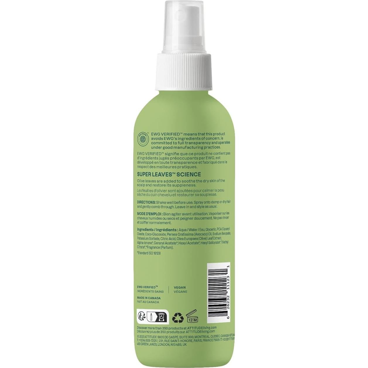 Spray Desenredante ATTITUDE 236.6 ml Vegano Aroma Pera