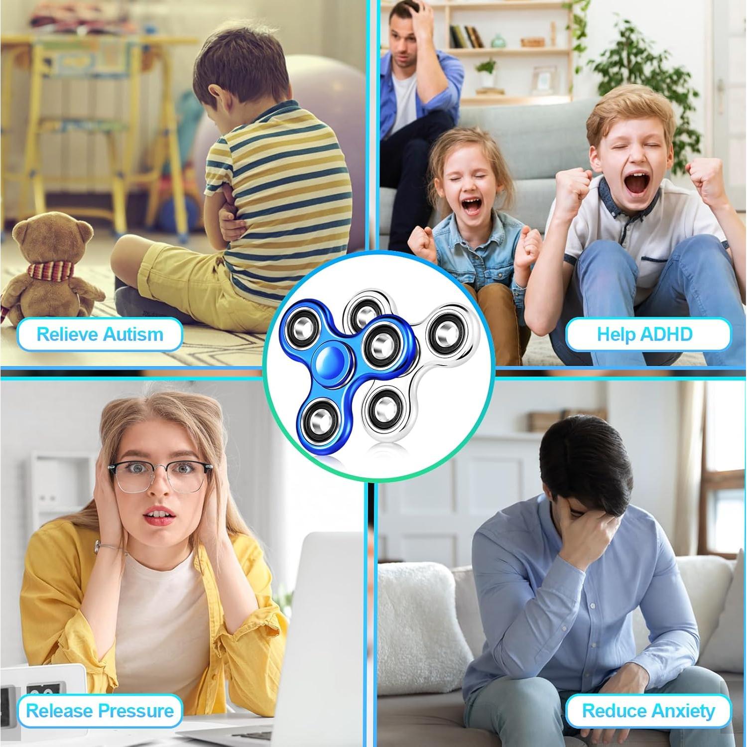 Spinner Antiestrés Gigilli Azul y Plata para Niños y Adultos