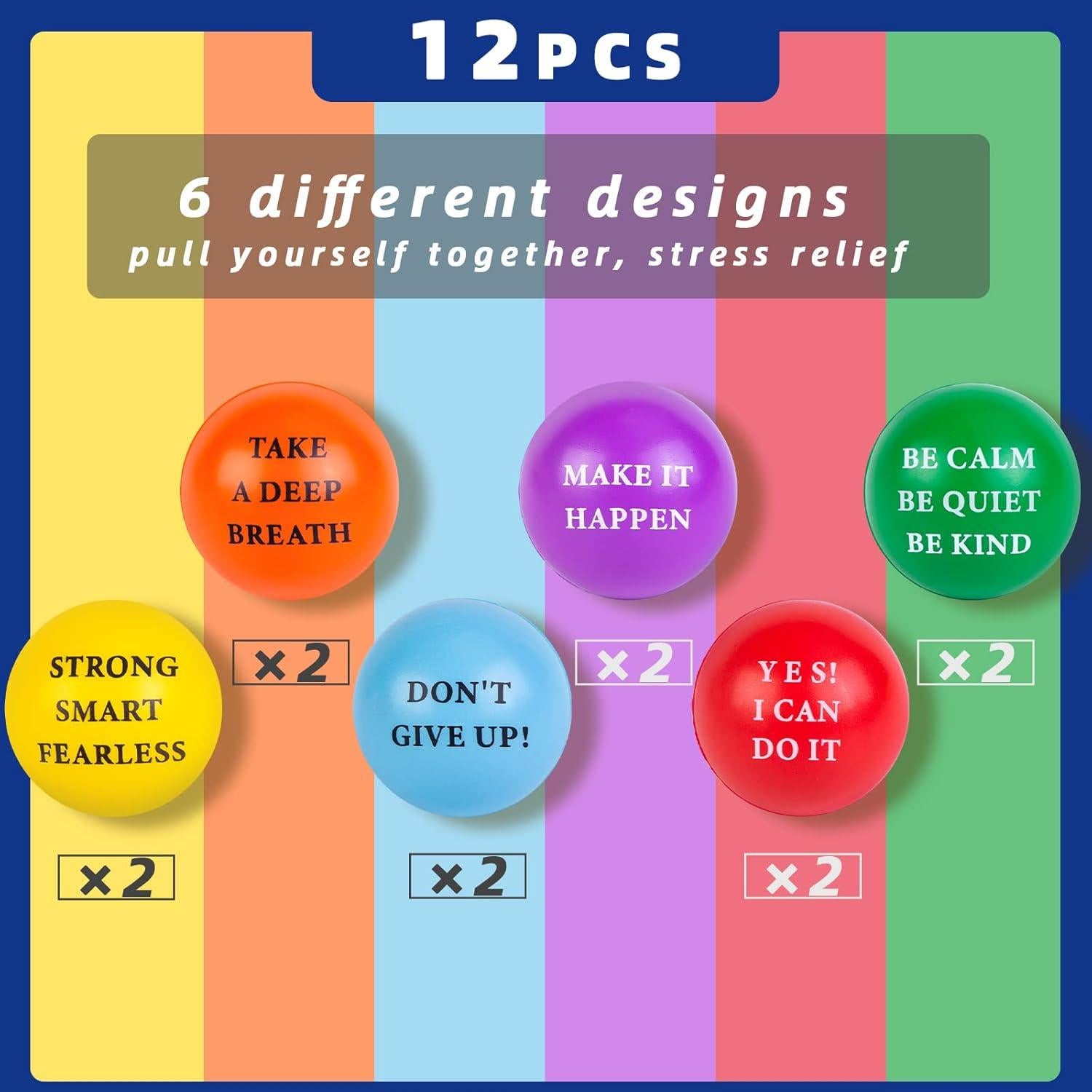 Pelotas Antiestrés Motivacionales MCPINKY 12PCS 5.08cm