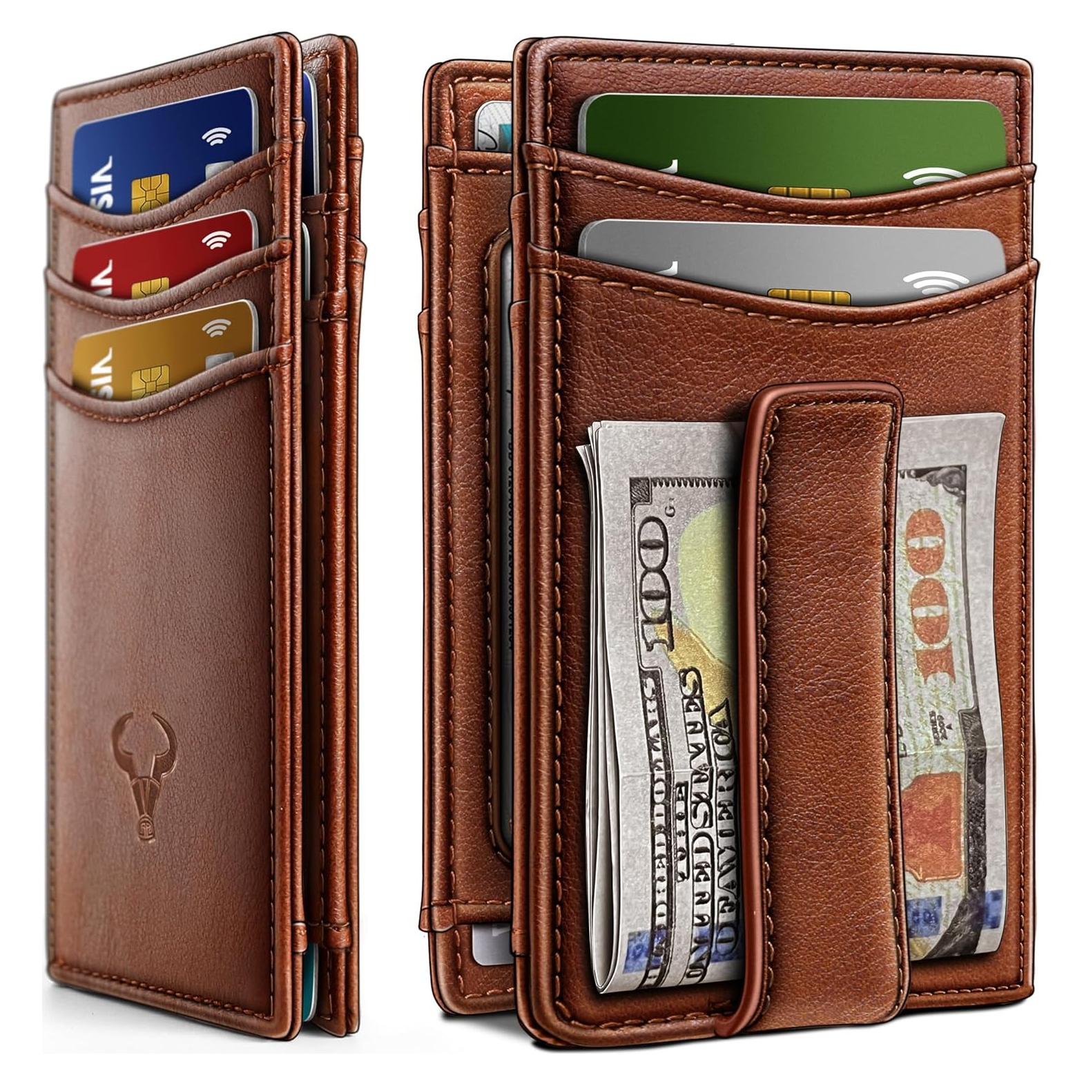 Billetera delgada Bulliant de cuero con cierre magnético RFID