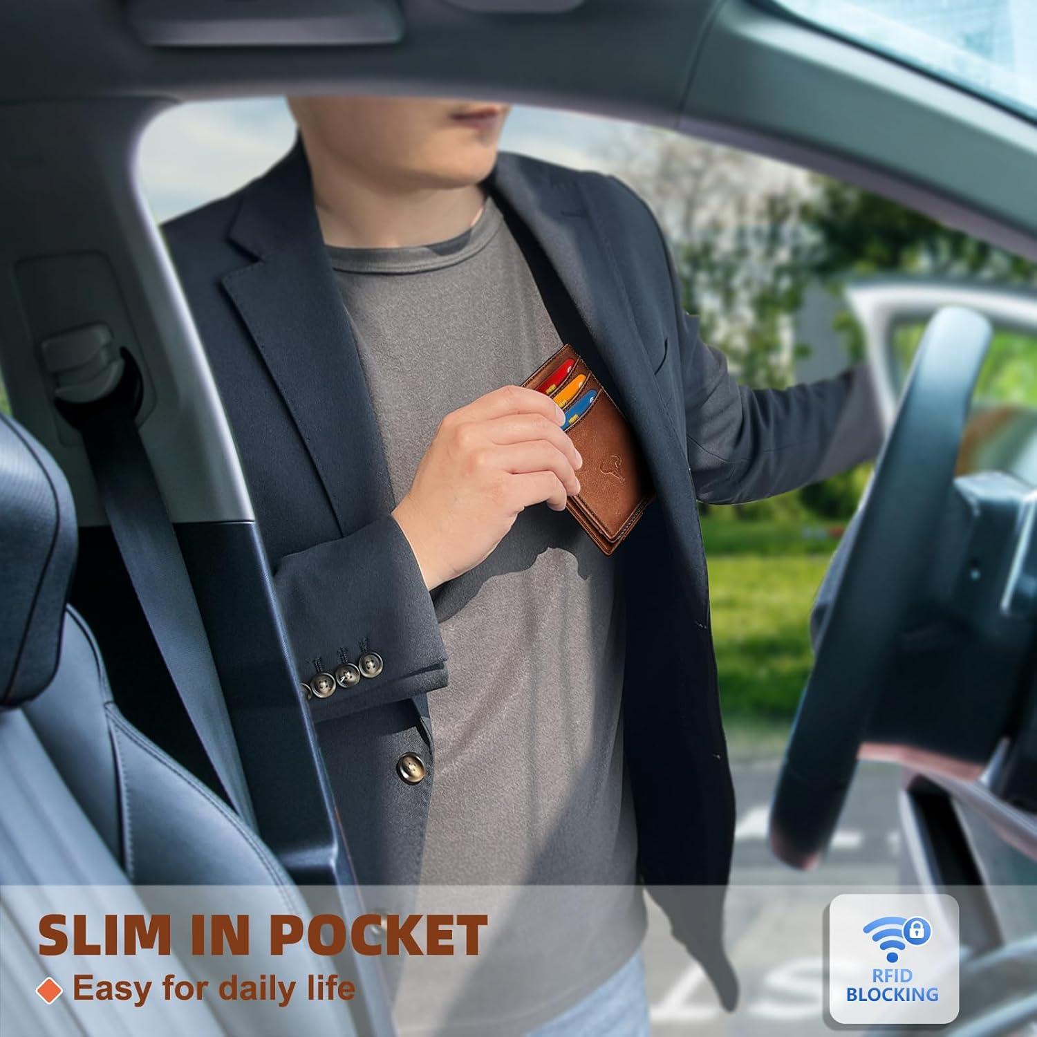 Billetera delgada Bulliant de cuero con cierre magnético RFID