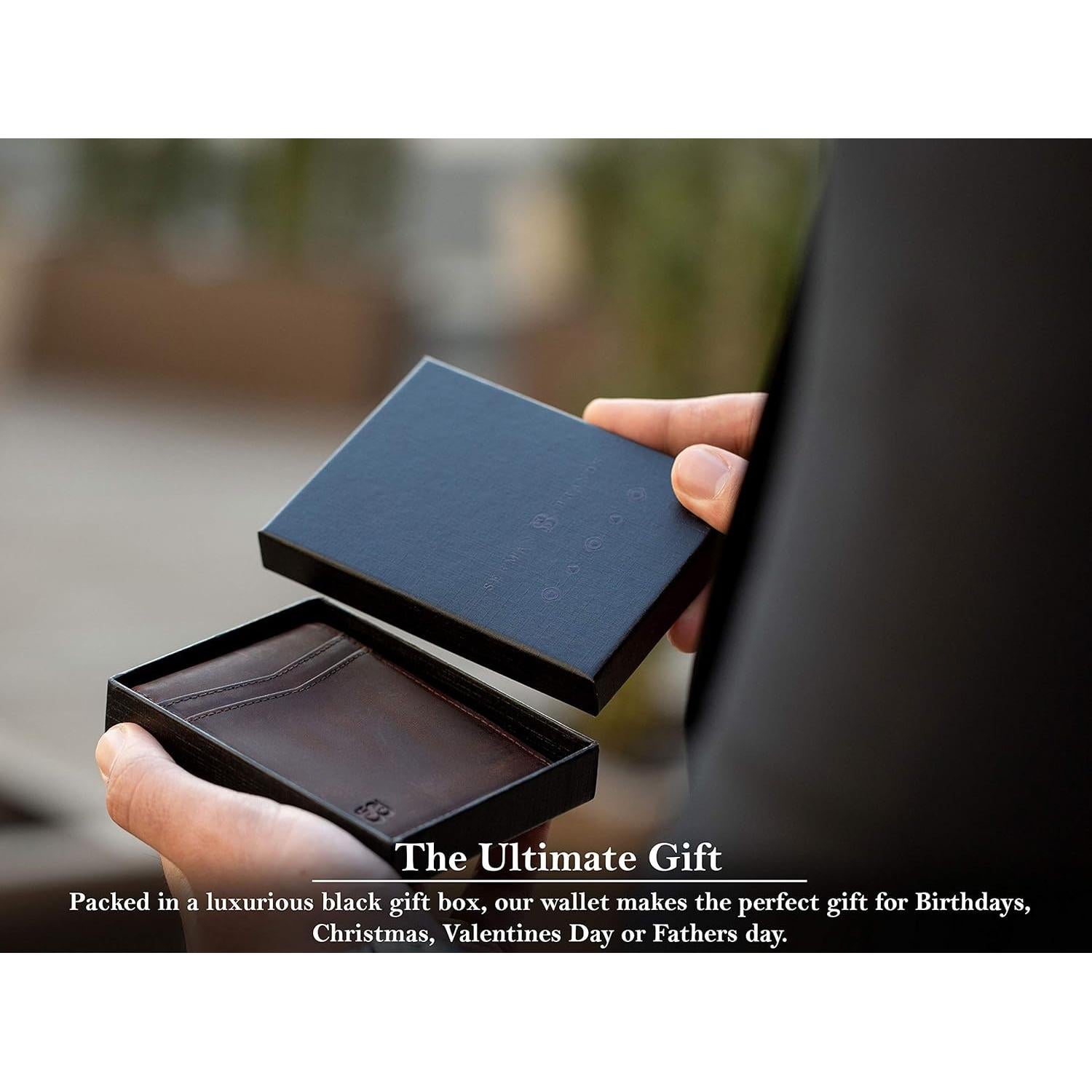 Cartera Minimalista SERMAN BRANDS Marrón Texas con Bloqueo RFID