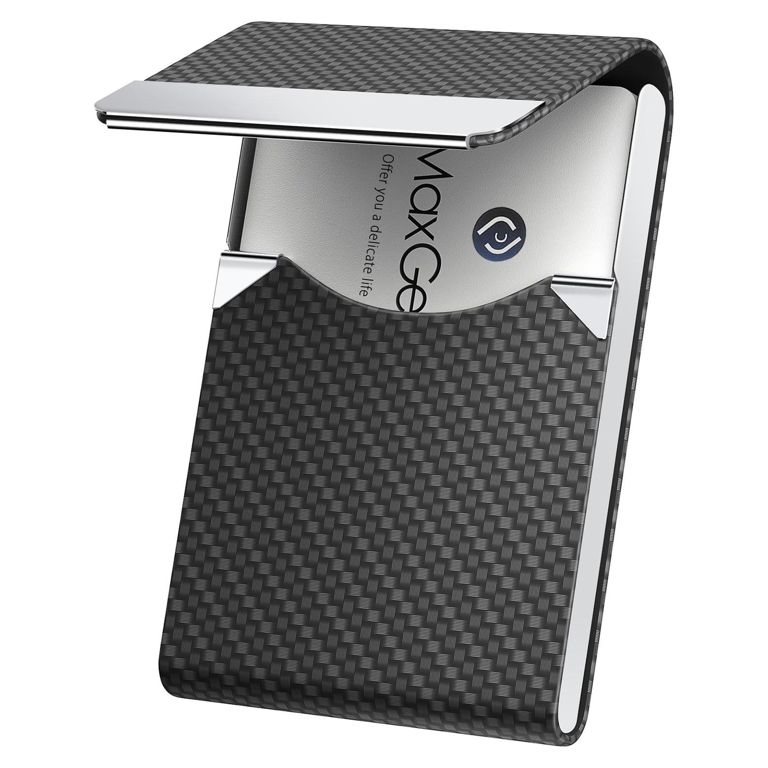 Soporte para Tarjetas de Negocios MaxGear Carbono Negro RFID