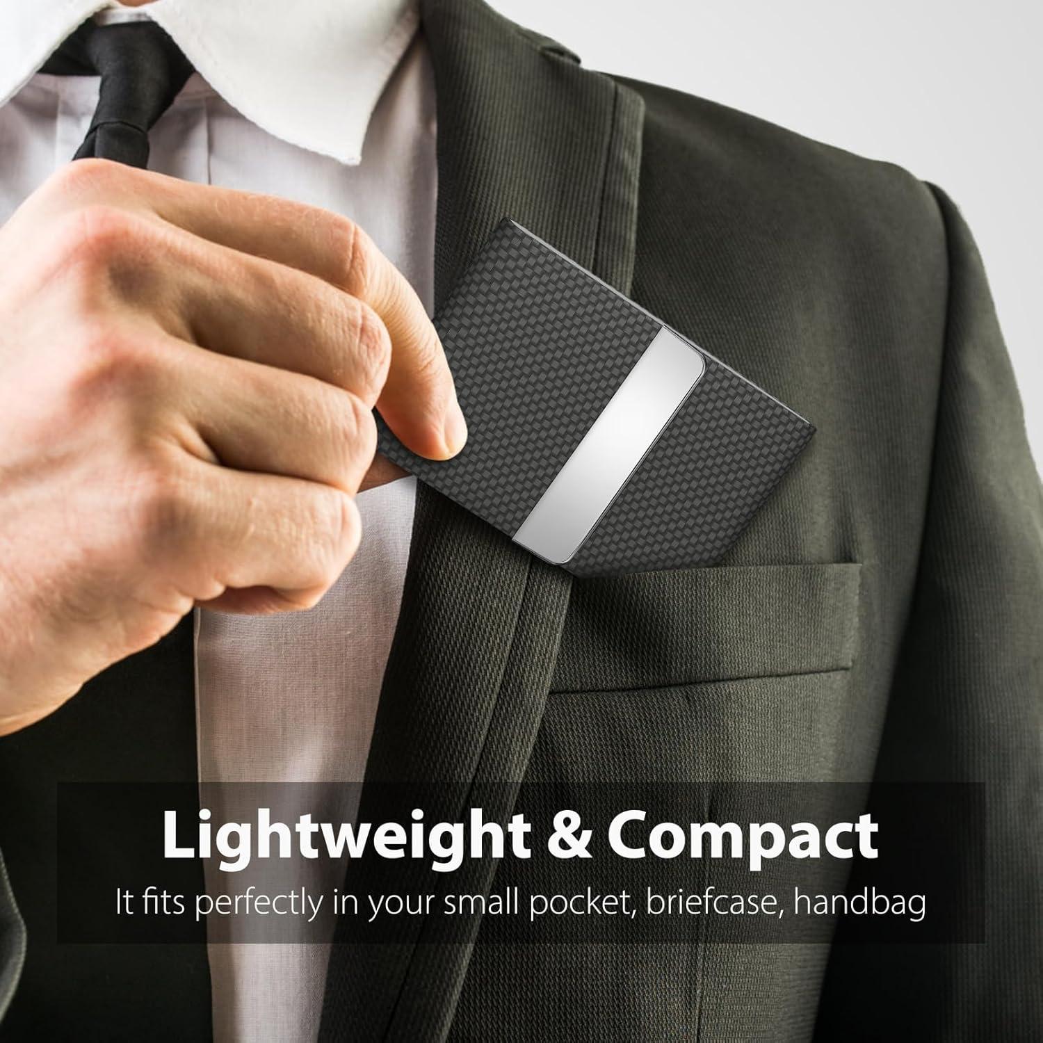 Soporte para Tarjetas de Negocios MaxGear Carbono Negro RFID