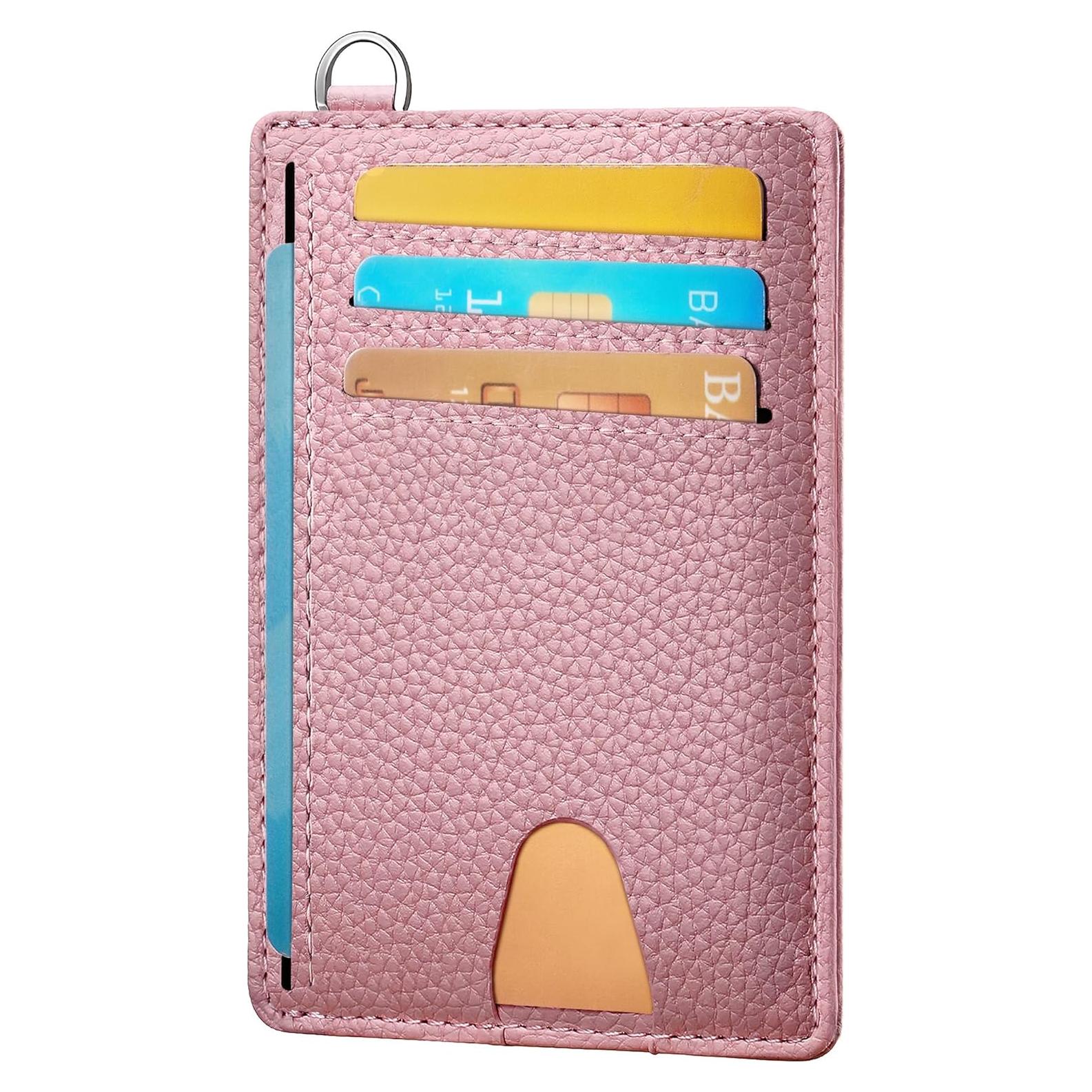 Billetera Slim Mayski Rosa Litchi con Bloqueo RFID Unisex