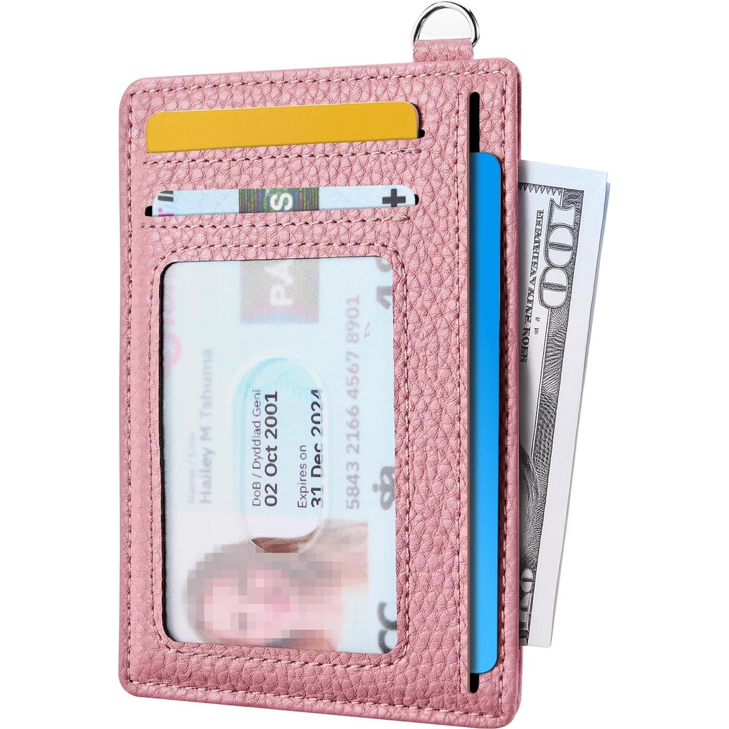 Billetera Slim Mayski Rosa Litchi con Bloqueo RFID Unisex