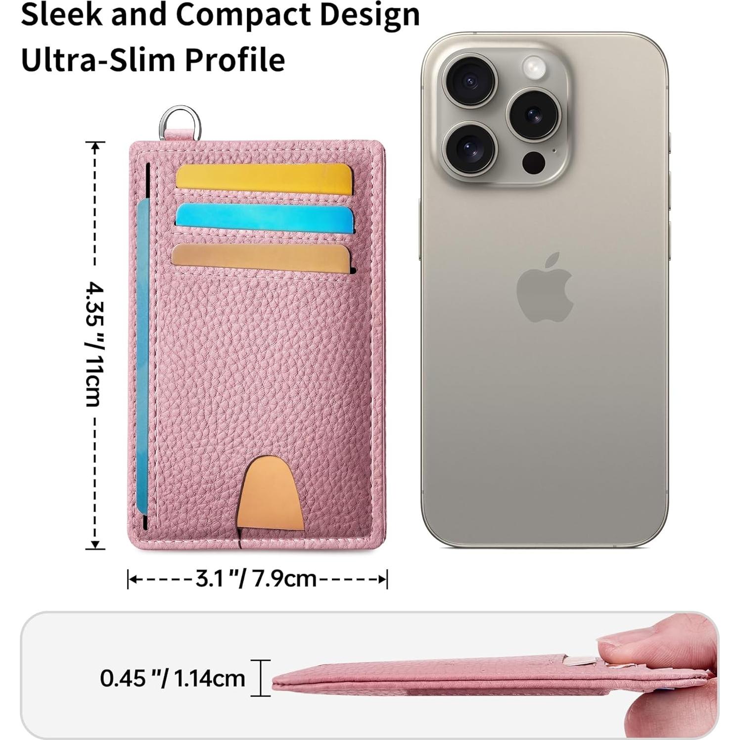 Billetera Slim Mayski Rosa Litchi con Bloqueo RFID Unisex