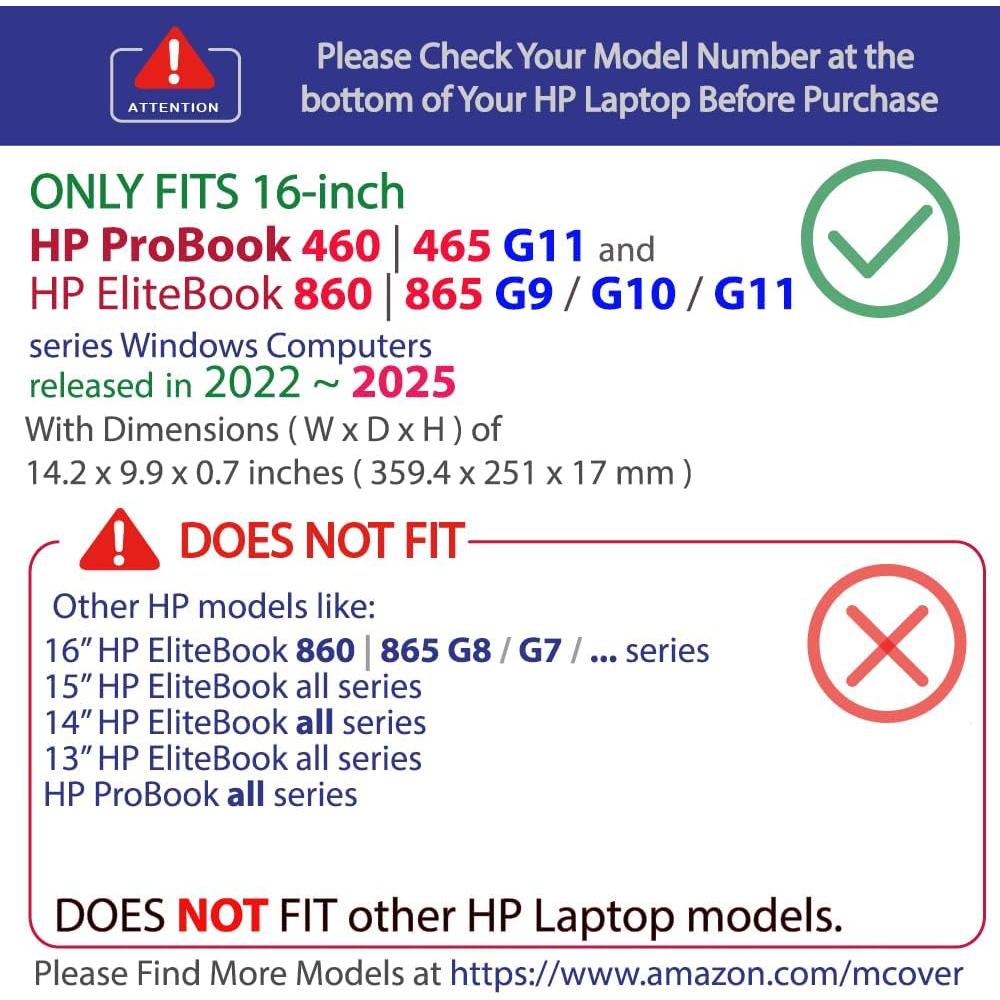 mCover Case Only Compatible for 2022～2025 16" HP ProBook 460 | 465 G11 & EliteBook 860 | 865 G9 G10 G11 Series Windows Notebook PC (Not for Other HP Models)- Clear