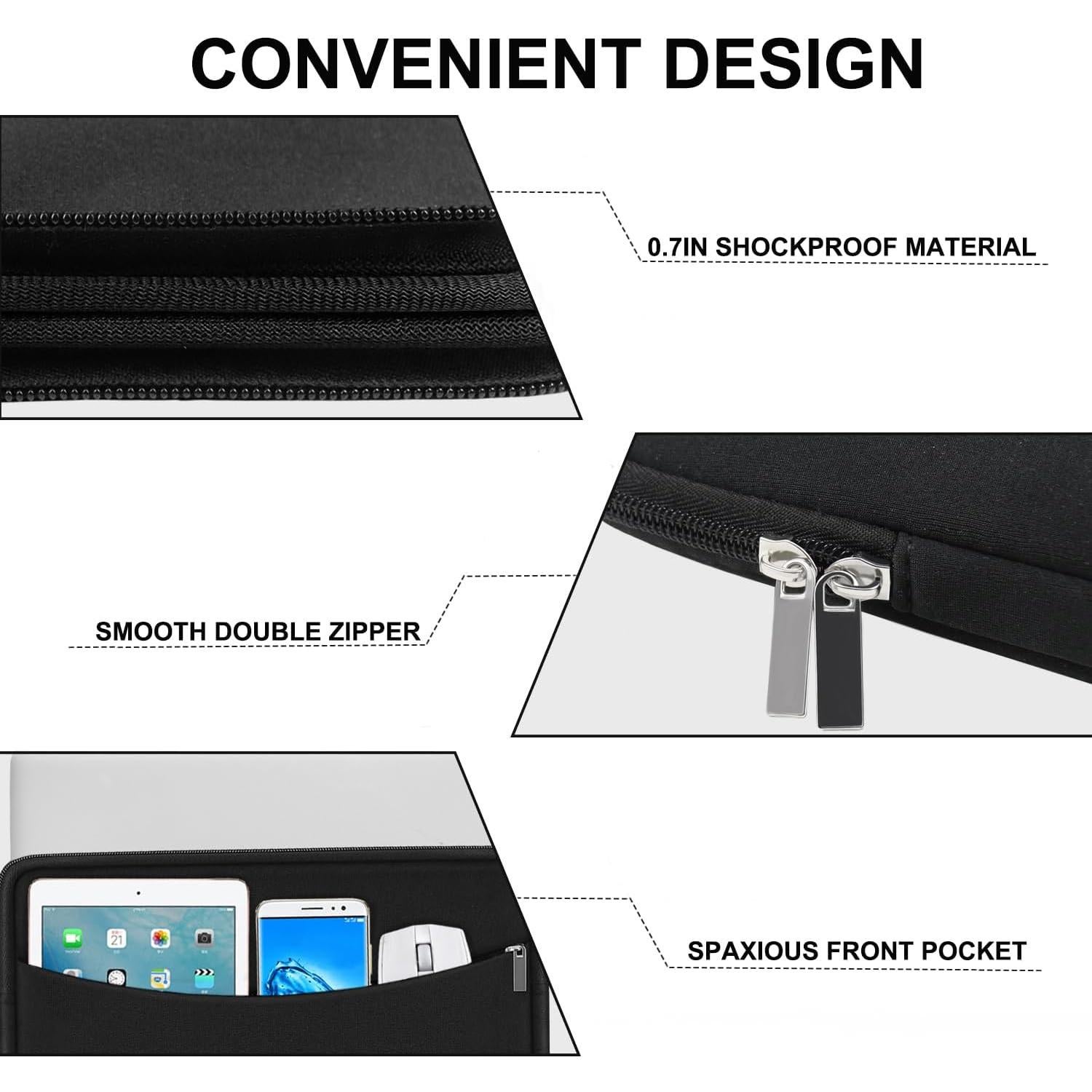 Funda Protectora para Laptop 14" ampoock - Negra, Acolchada