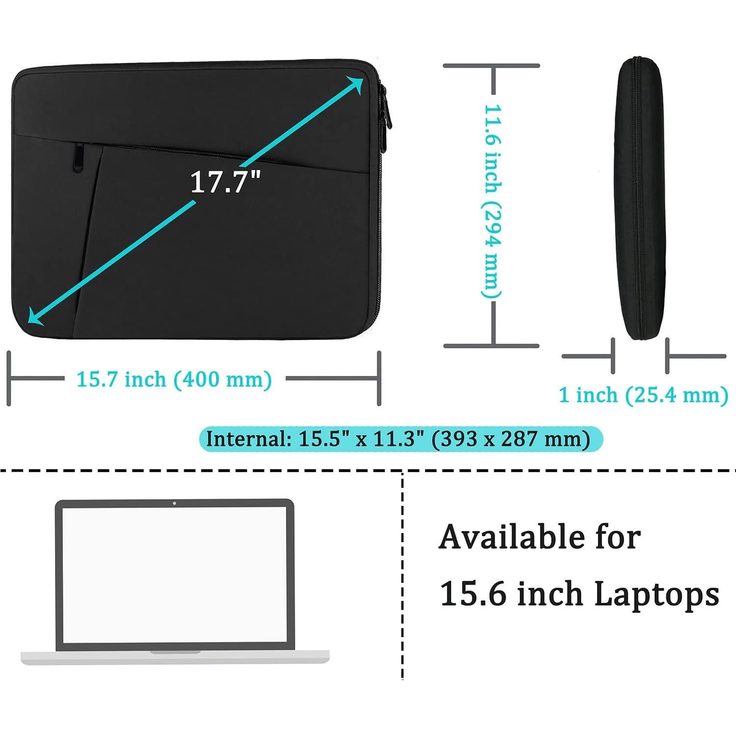 Funda para Laptop 15.6" BOOEUDI Negra, Protectora y Ligera