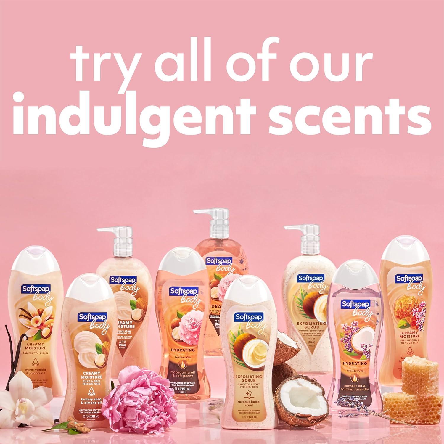 Jabón de Cuerpo Softsoap Exfoliante de Coco 4x20oz (0.59L)