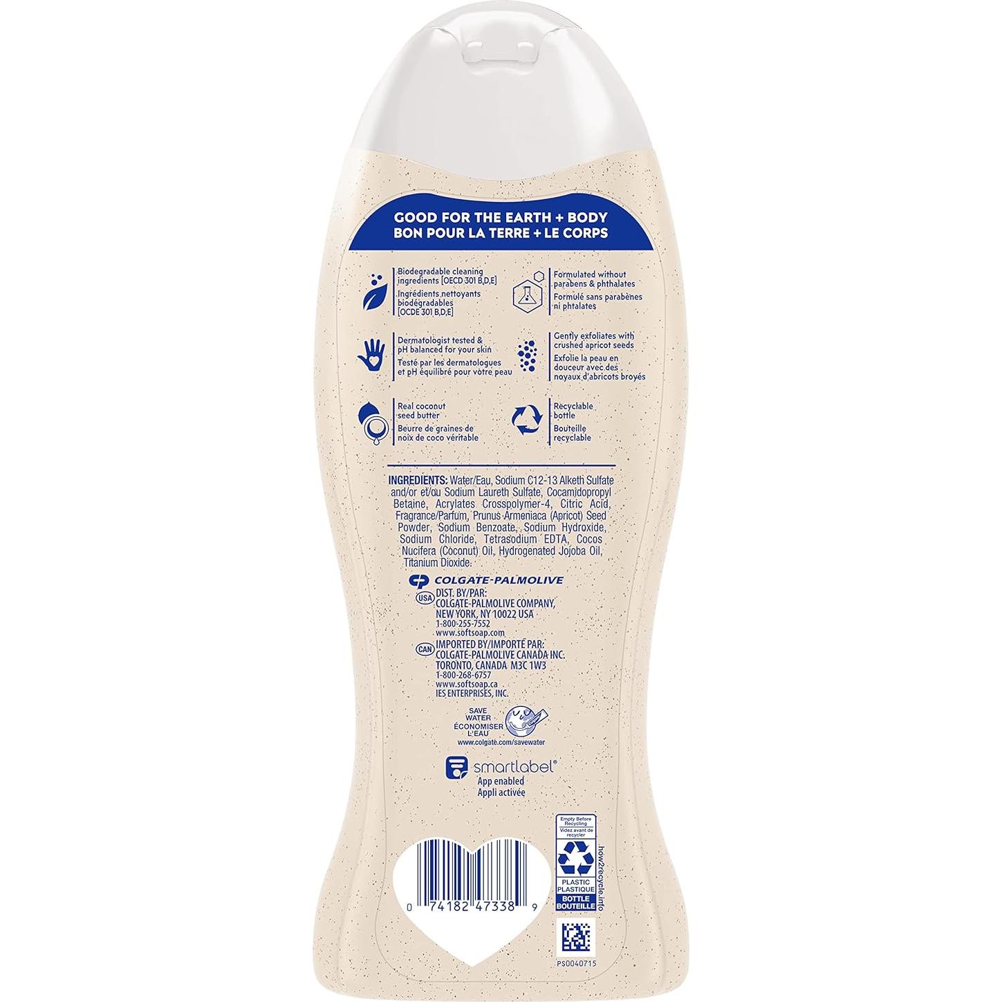 Jabón de Cuerpo Softsoap Exfoliante de Coco 4x20oz (0.59L)