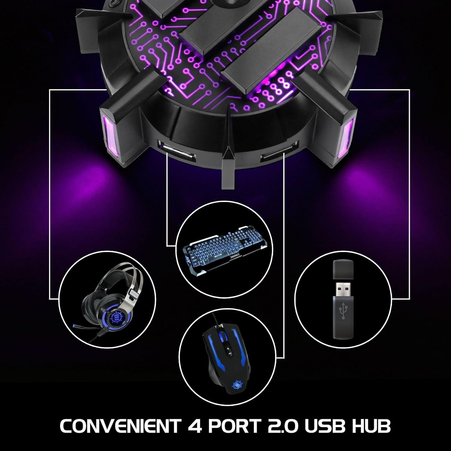 Soporte para Ratón Gaming ENHANCE con Hub USB y LED