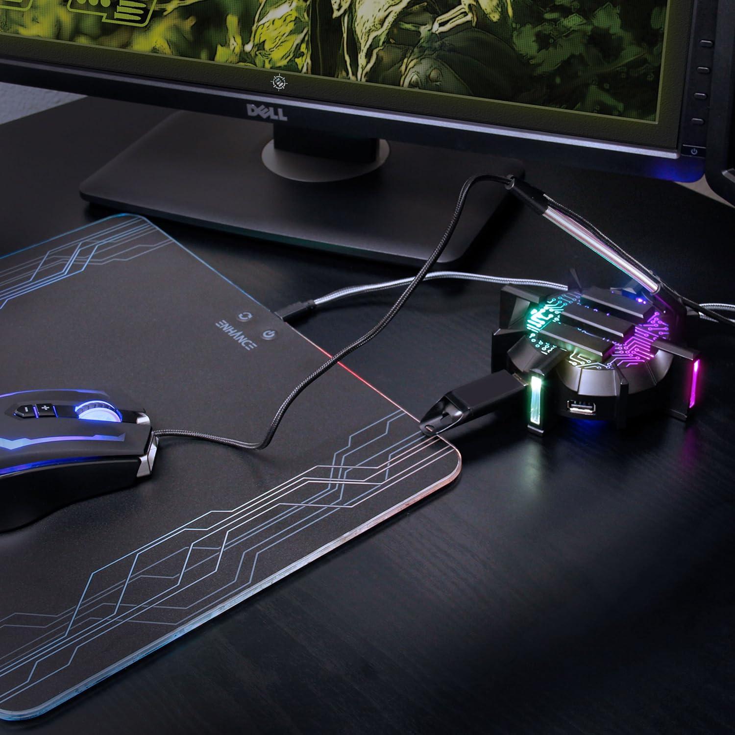 Soporte para Ratón Gaming ENHANCE con Hub USB y LED