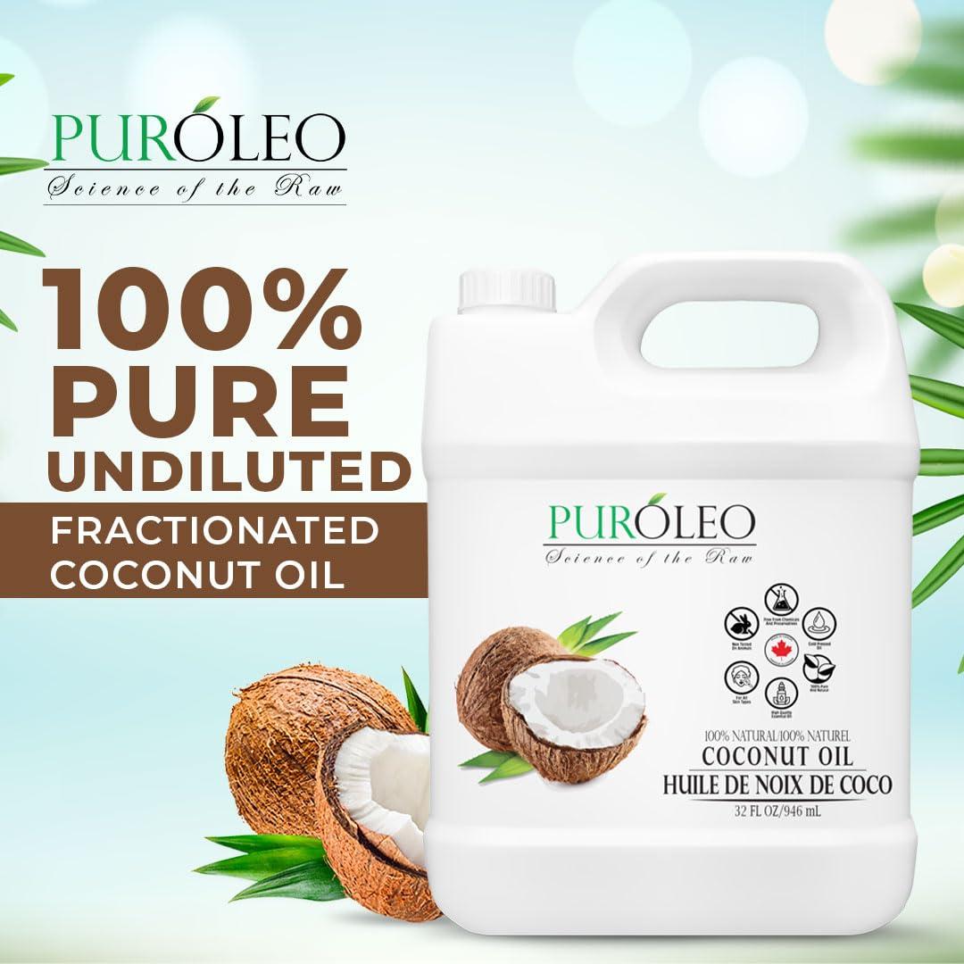 Aceite de Coco Fraccionado PUROLEO 946 ML 100% Natural Hidratante