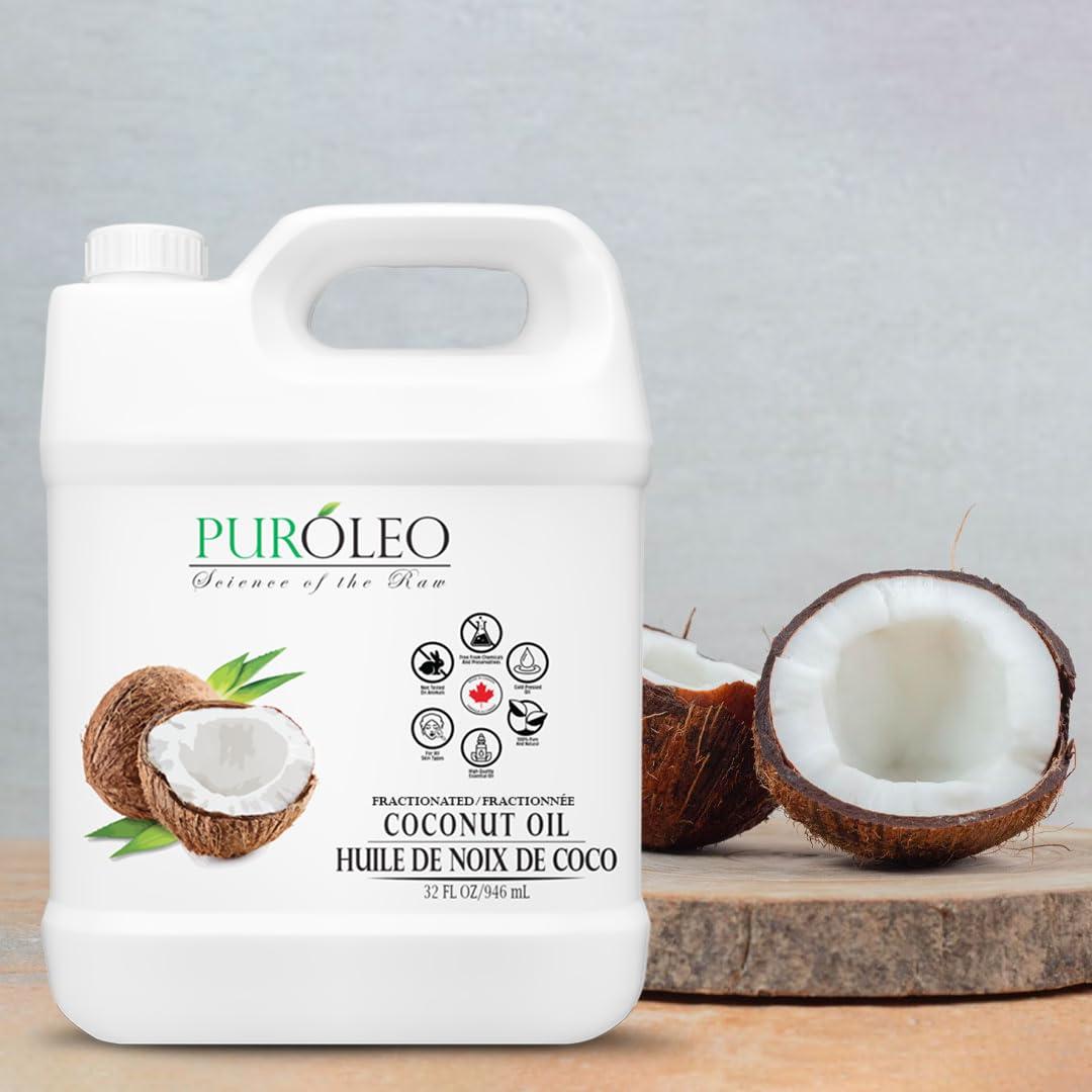 Aceite de Coco Fraccionado PUROLEO 946 ML 100% Natural Hidratante